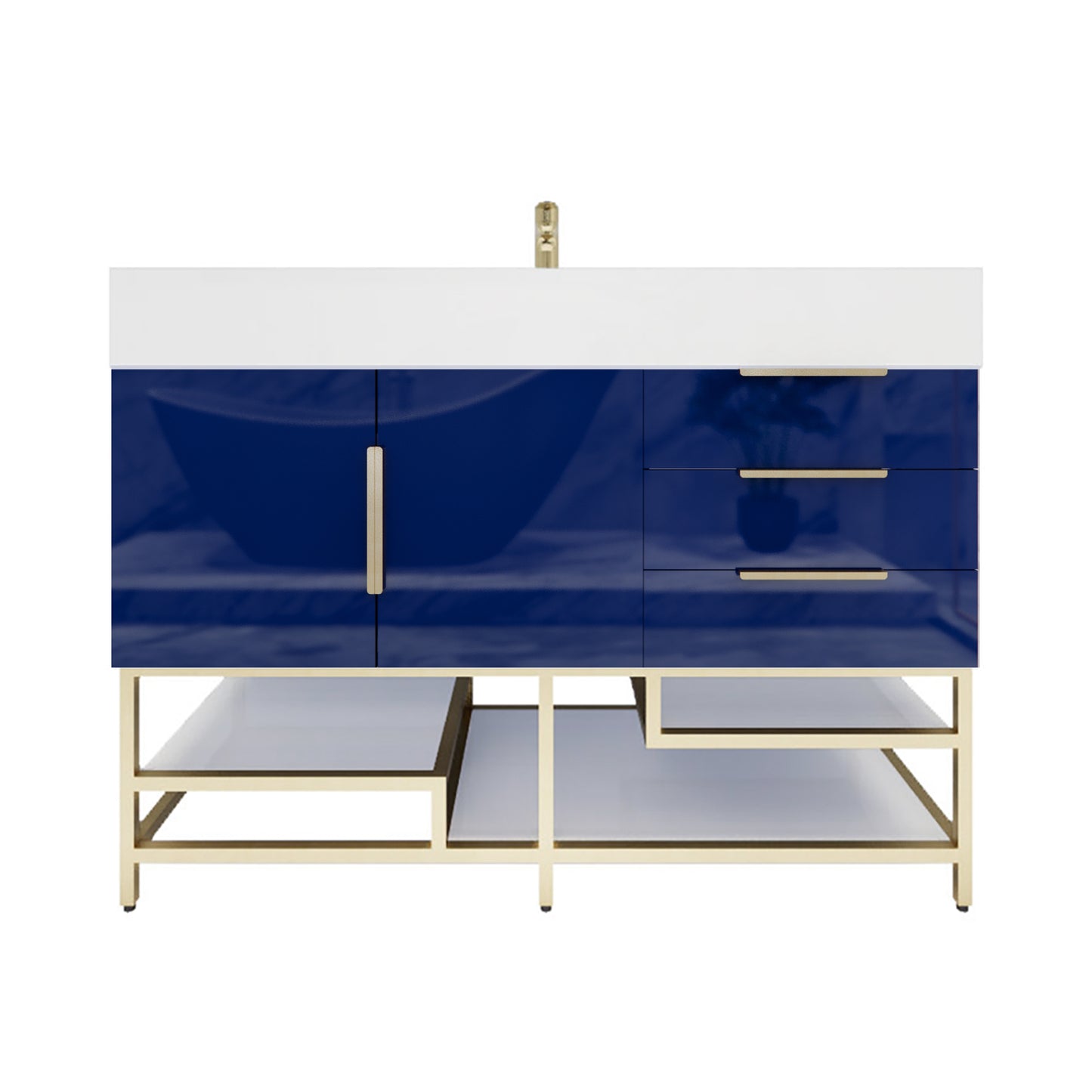 Better Vanity Bethany 24"-48“ Freestanding Bathroom Vanity Reinforced Acrylic Sink Soft Close Doors & Drawers, Fully Assembled