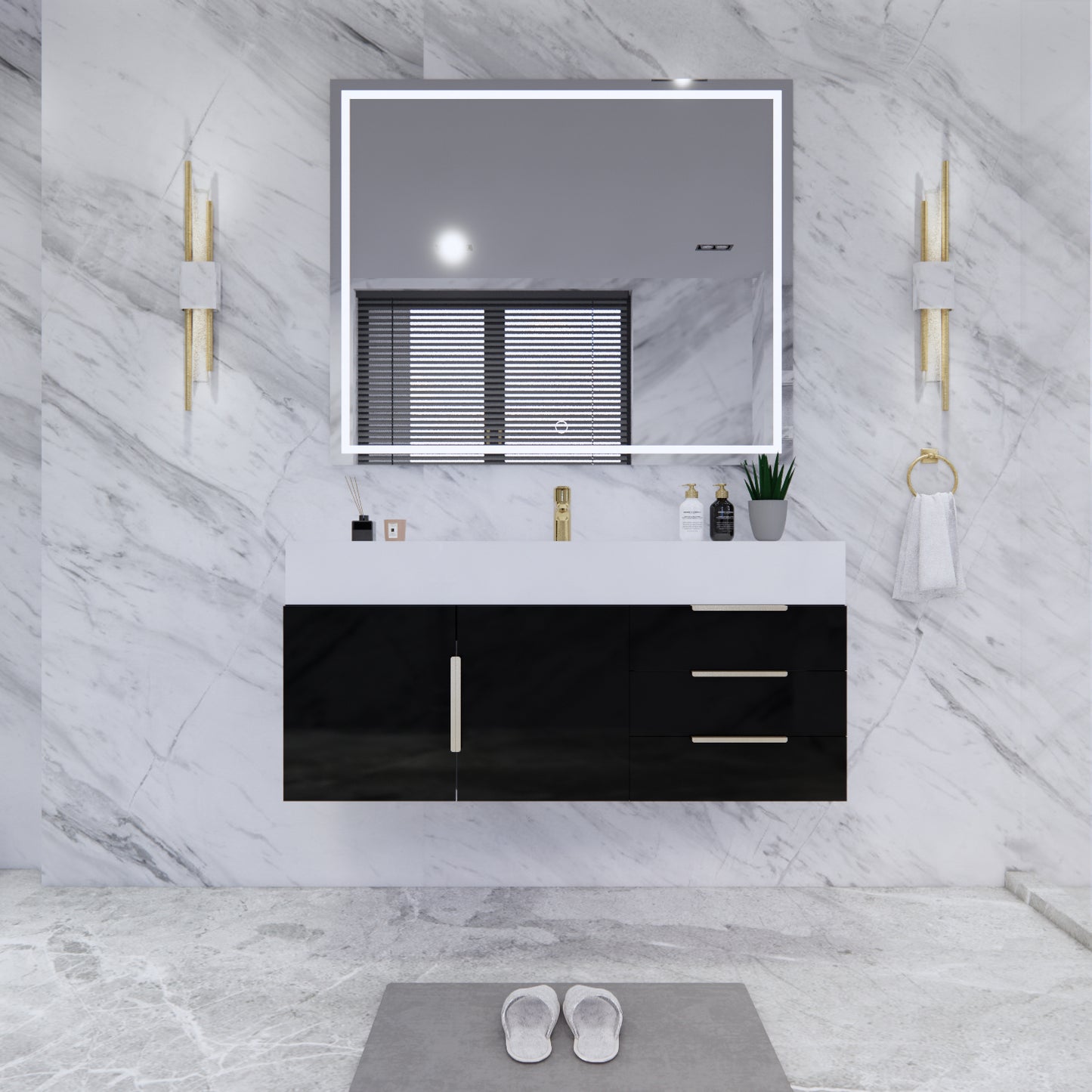 Bethany Floating Bathroom Vanity with Reinforced Acrylic Sink Top 24" - 84"