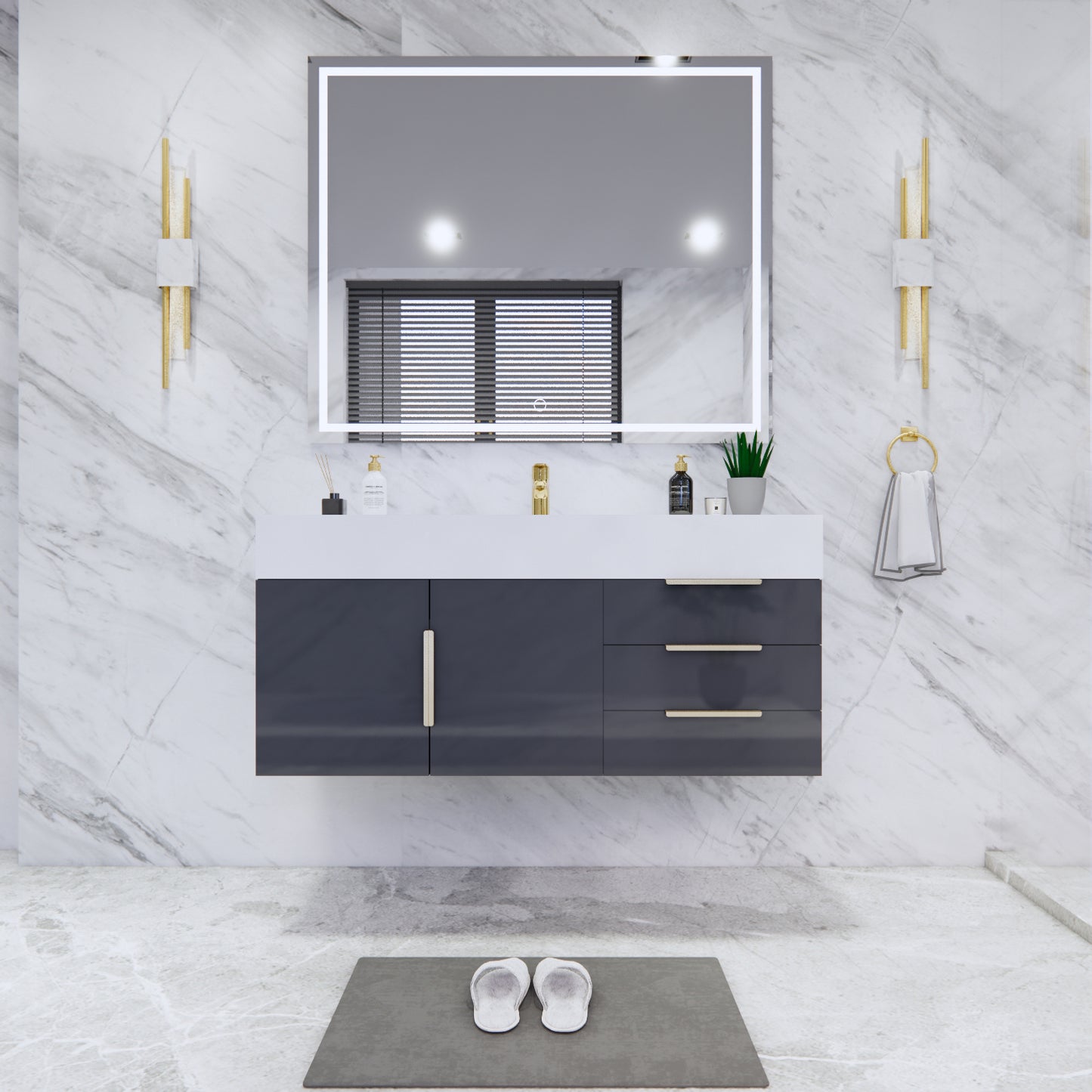 Bethany Floating Bathroom Vanity with Reinforced Acrylic Sink Top 24" - 84"