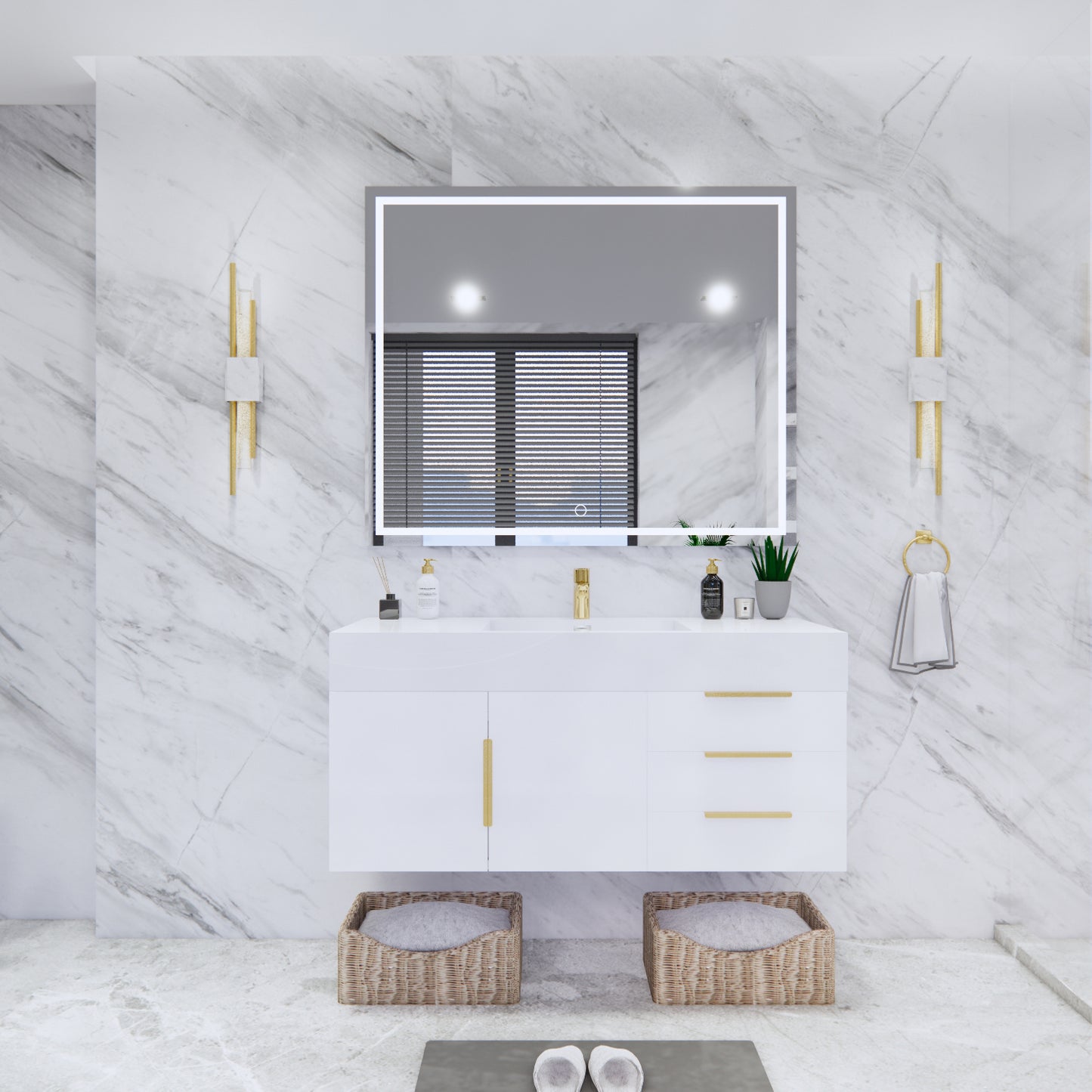 Bethany Floating Bathroom Vanity with Reinforced Acrylic Sink Top 24" - 84"