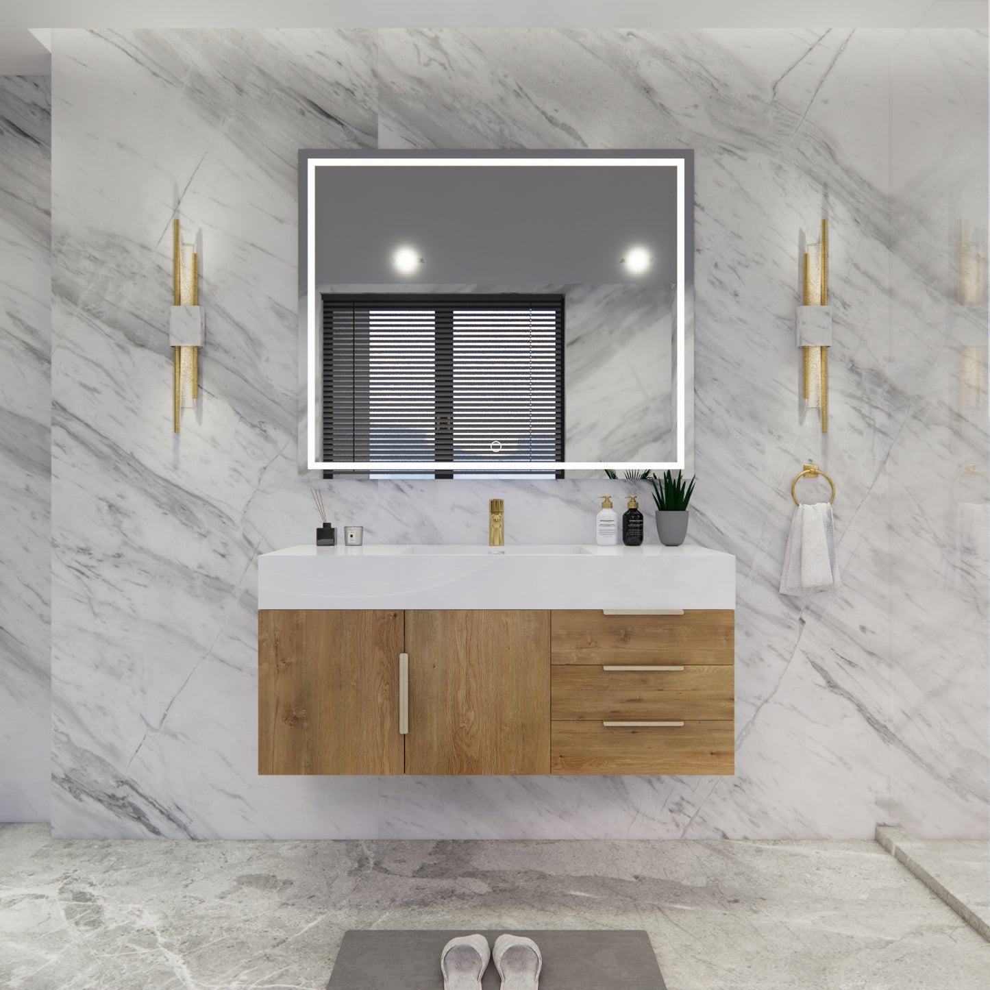 Bethany Floating Bathroom Vanity with Reinforced Acrylic Sink Top 24" - 84"