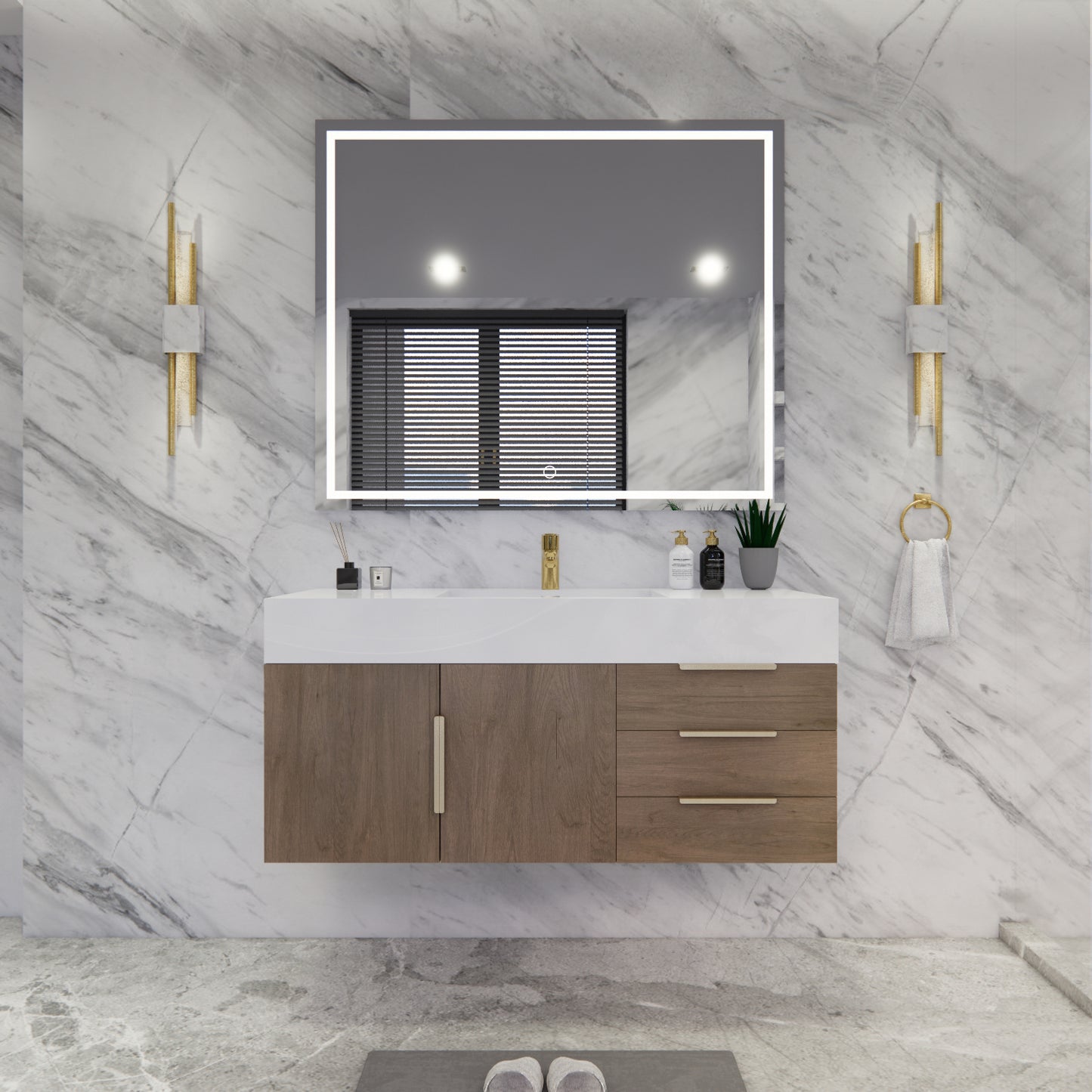 Bethany Floating Bathroom Vanity with Reinforced Acrylic Sink Top 24" - 84"