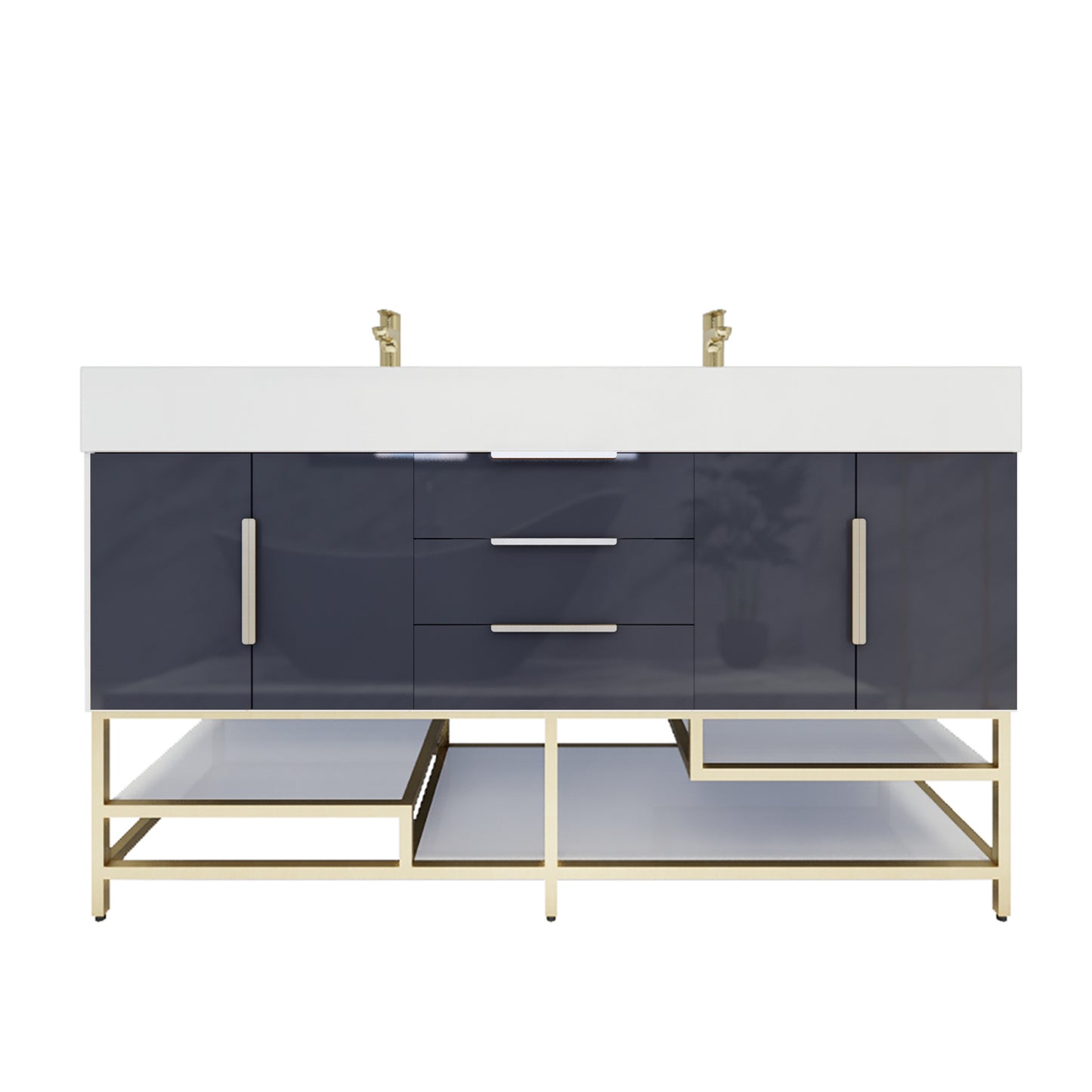 Better Vanity Bethany 24"-48“ Freestanding Bathroom Vanity Reinforced Acrylic Sink Soft Close Doors & Drawers, Fully Assembled
