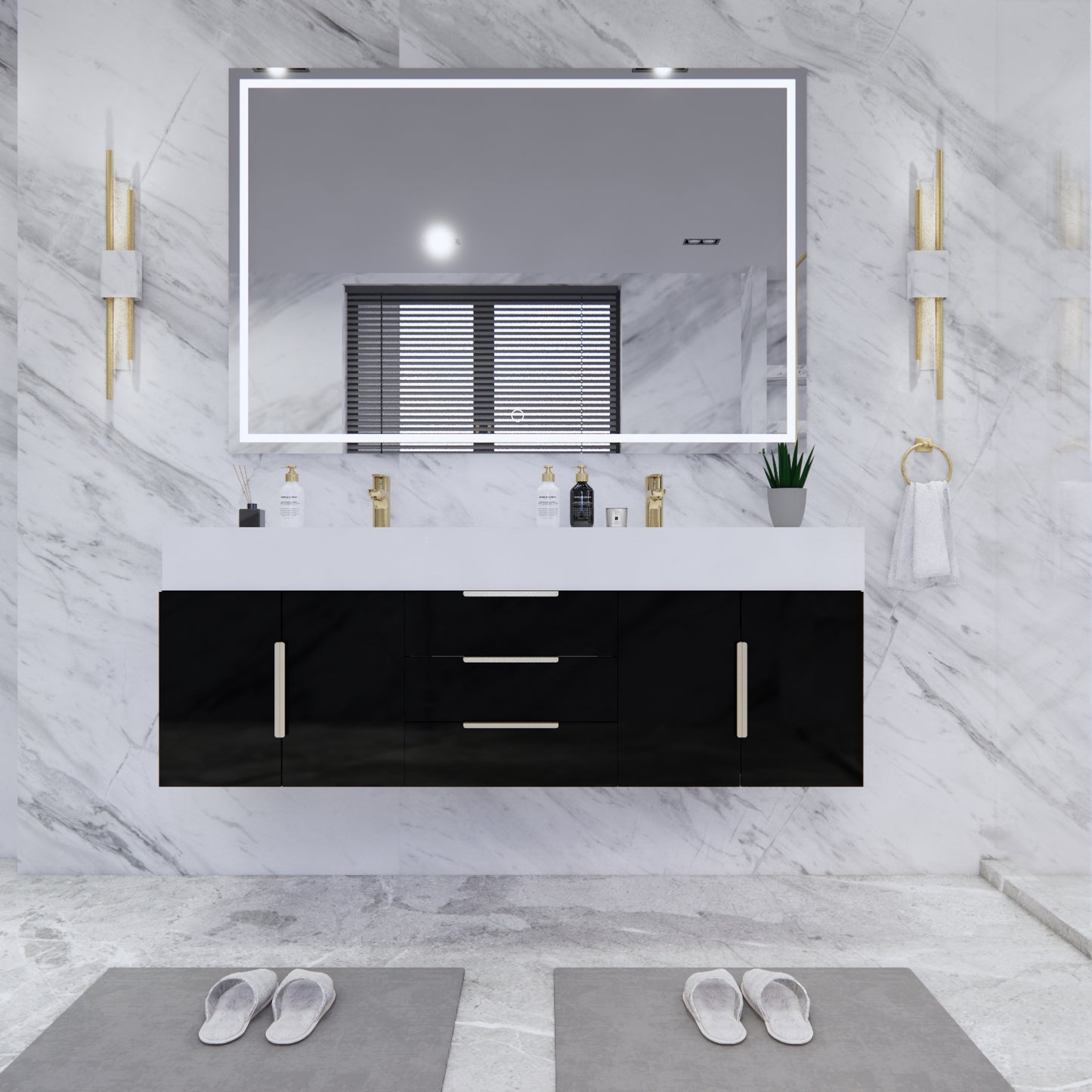 Bethany Floating Bathroom Vanity with Reinforced Acrylic Sink Top 24" - 84"