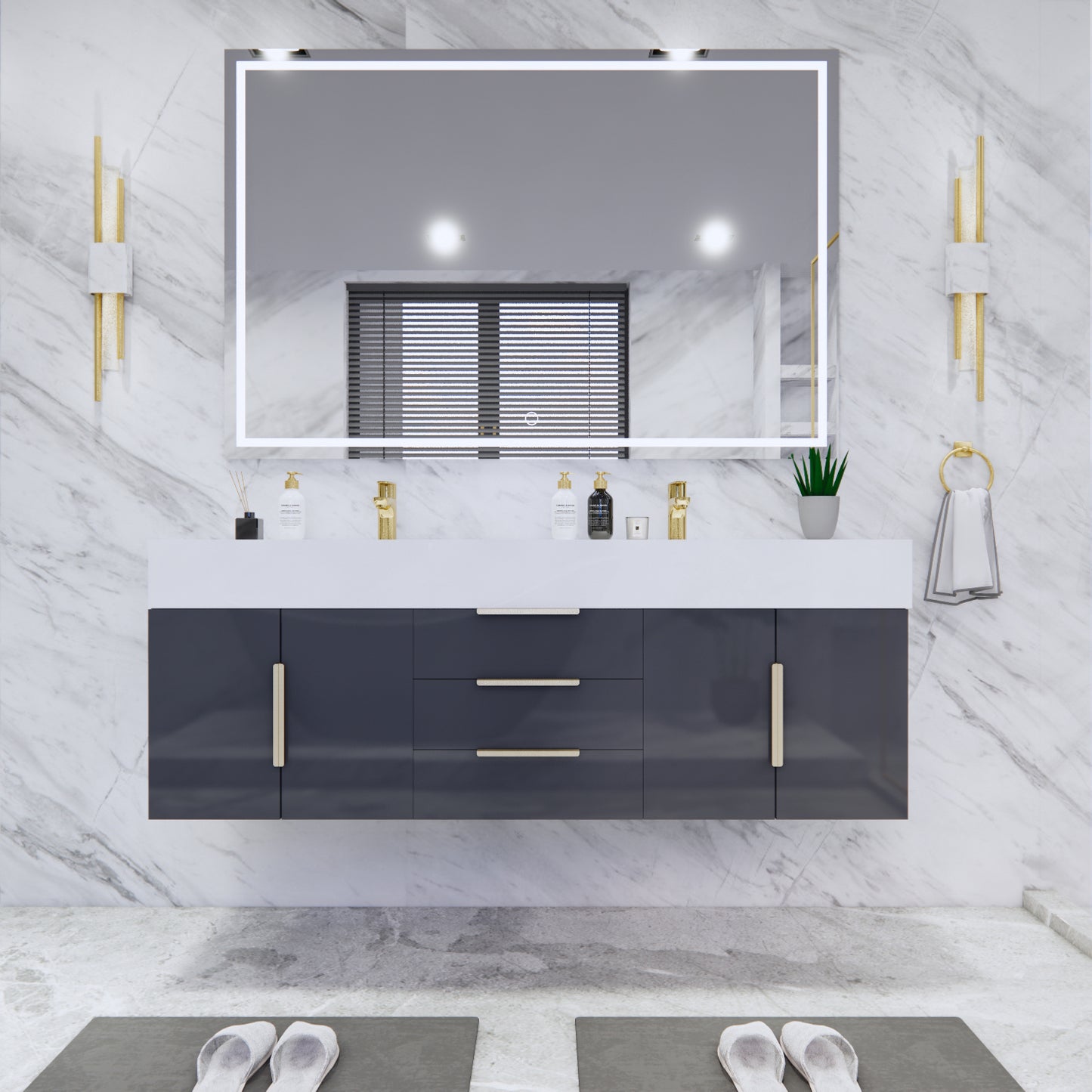 Bethany Floating Bathroom Vanity with Reinforced Acrylic Sink Top 24" - 84"
