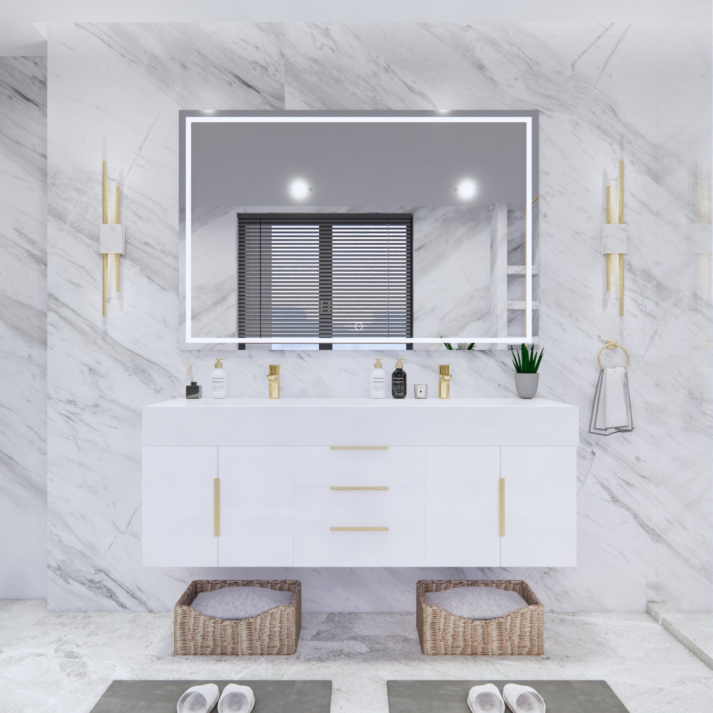Bethany Floating Bathroom Vanity with Reinforced Acrylic Sink Top 24" - 84"