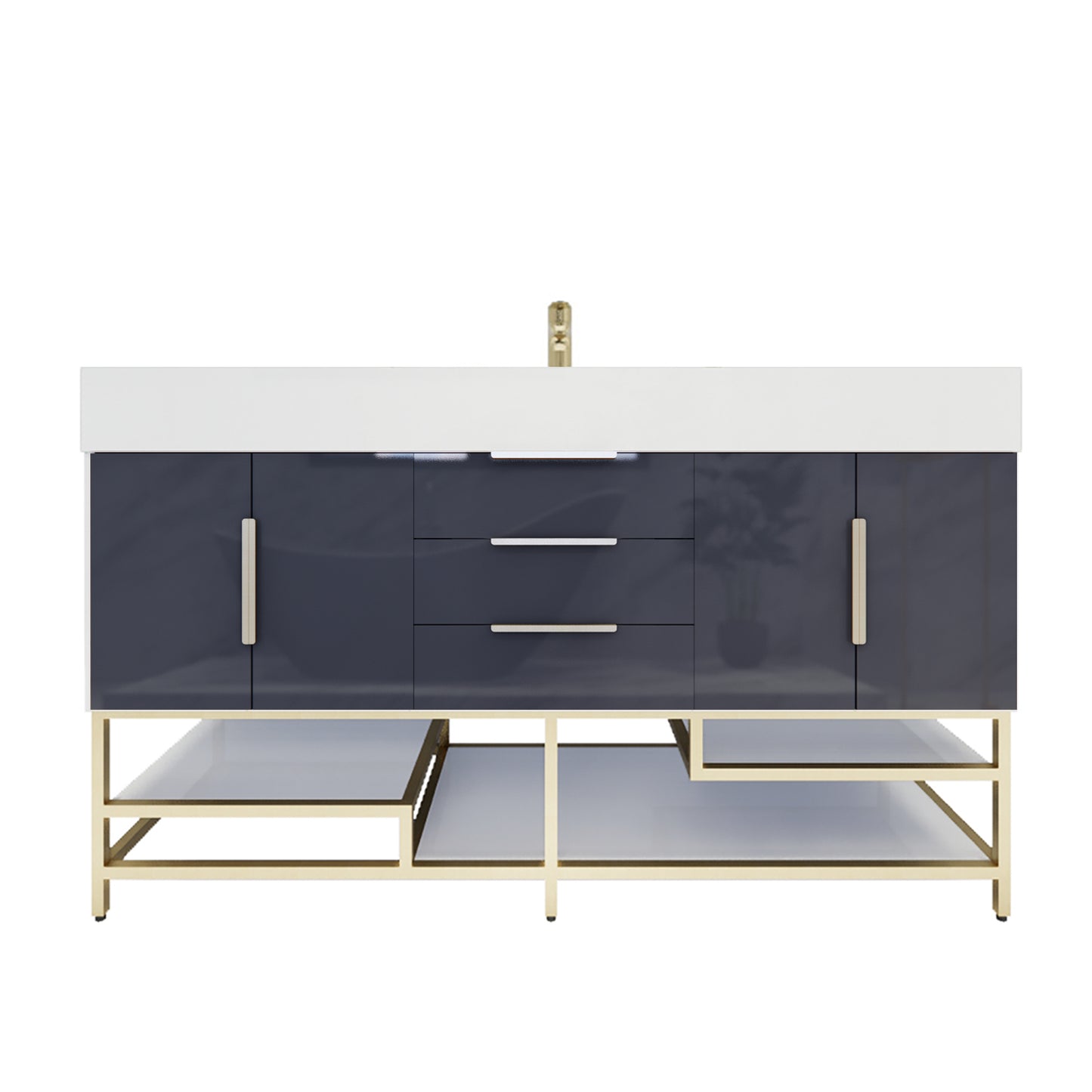 Better Vanity Bethany 24"-48“ Freestanding Bathroom Vanity Reinforced Acrylic Sink Soft Close Doors & Drawers, Fully Assembled
