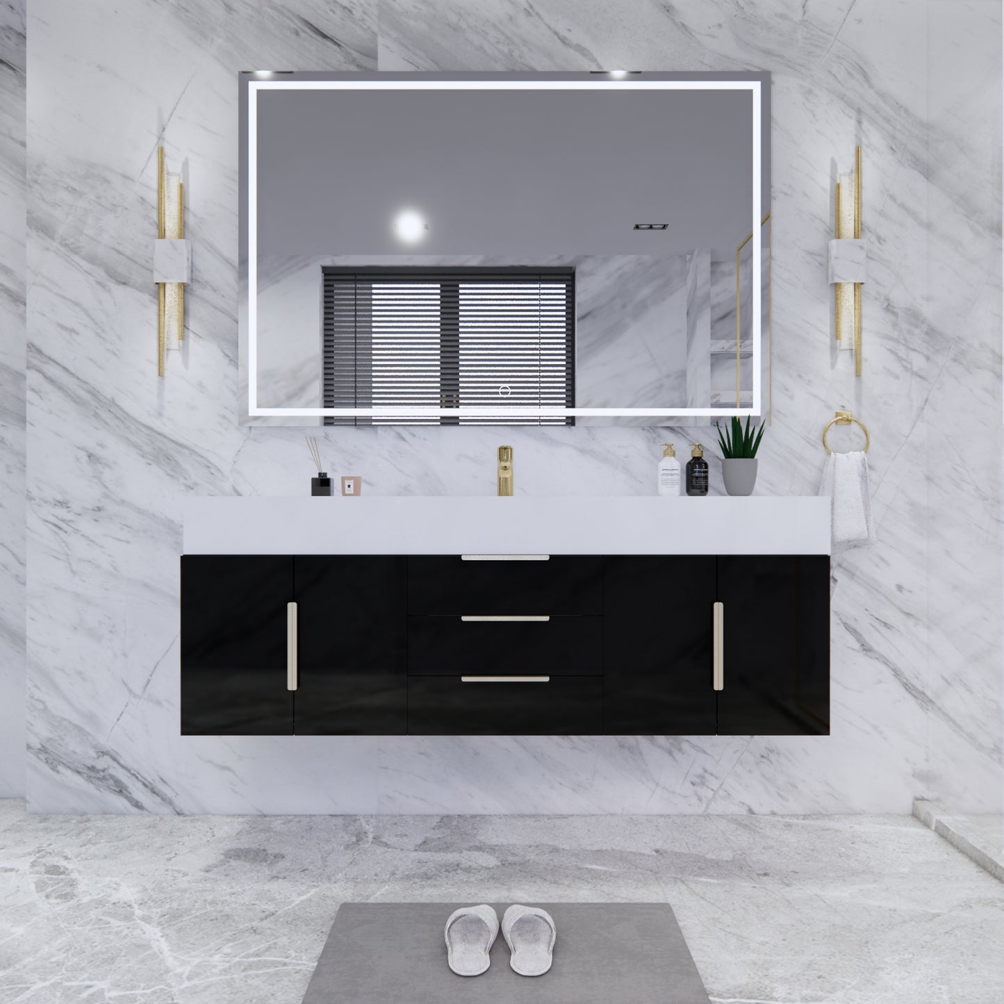 Bethany Floating Bathroom Vanity with Reinforced Acrylic Sink Top 24" - 84"