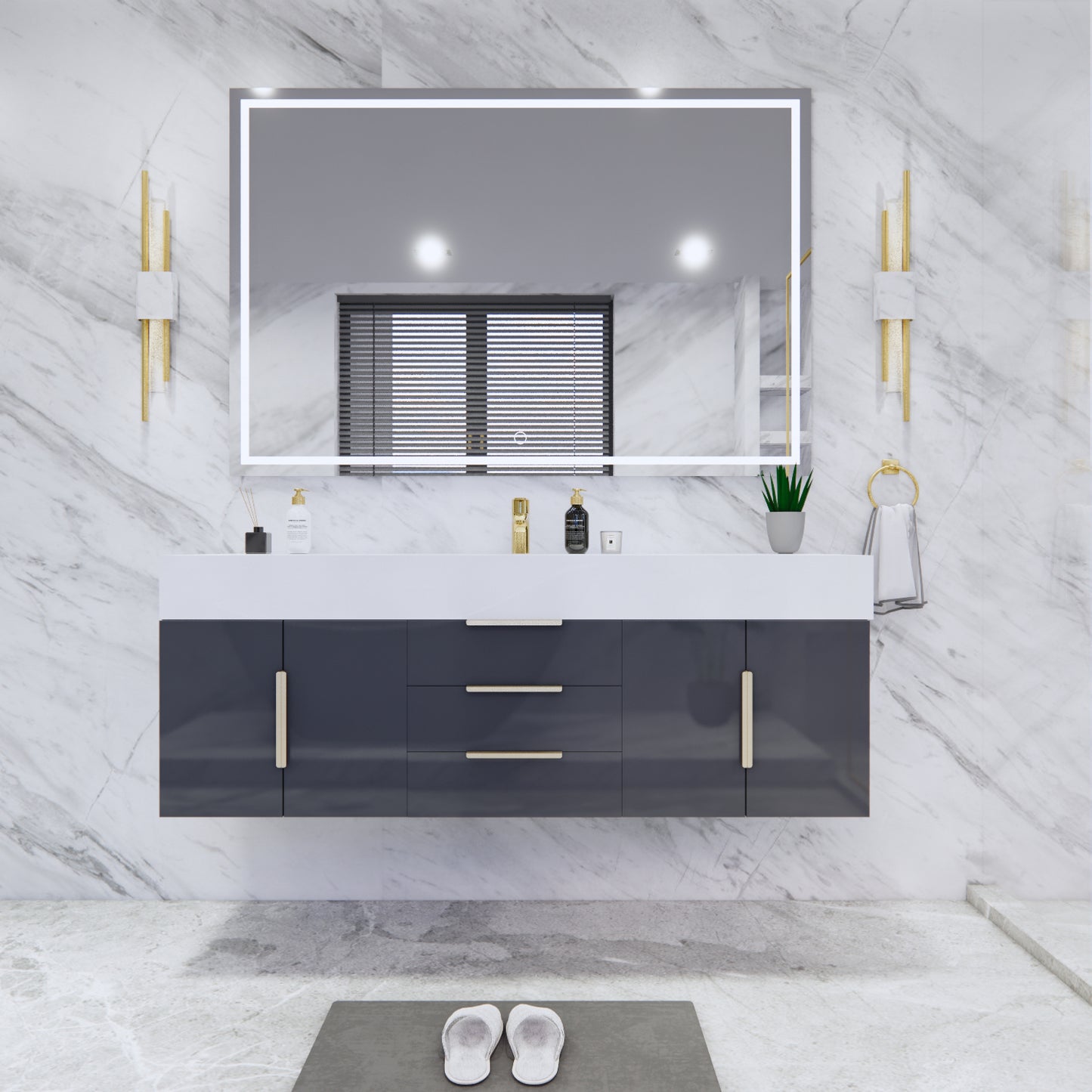 Bethany Floating Bathroom Vanity with Reinforced Acrylic Sink Top 24" - 84"