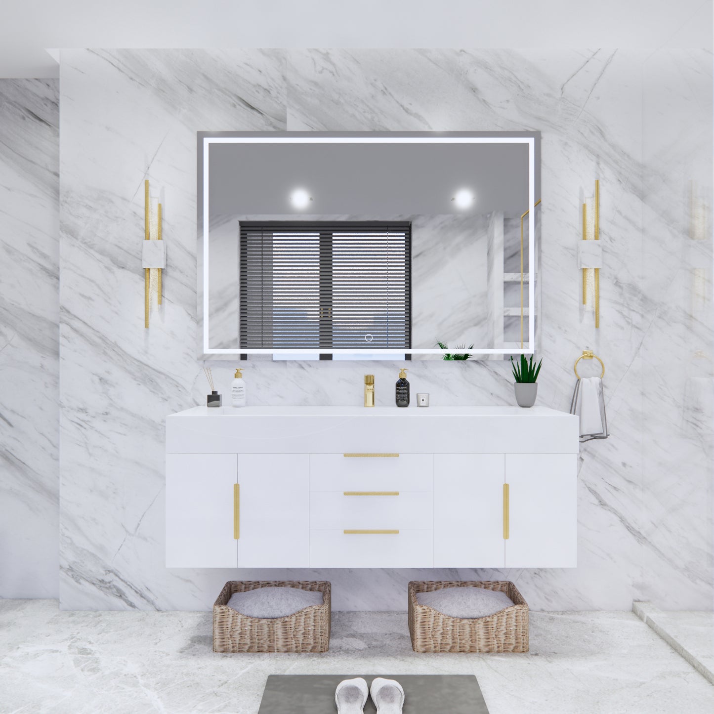Bethany Floating Bathroom Vanity with Reinforced Acrylic Sink Top 24" - 84"