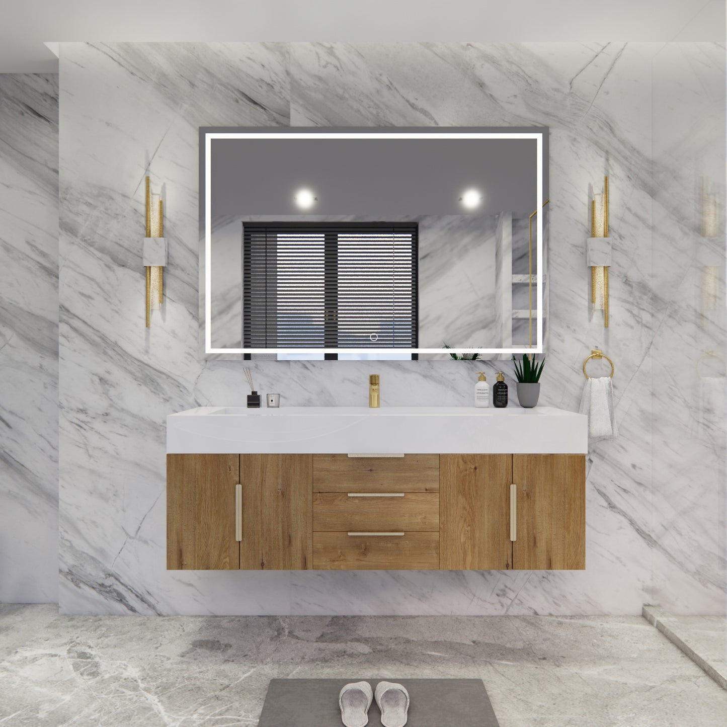 Bethany Floating Bathroom Vanity with Reinforced Acrylic Sink Top 24" - 84"