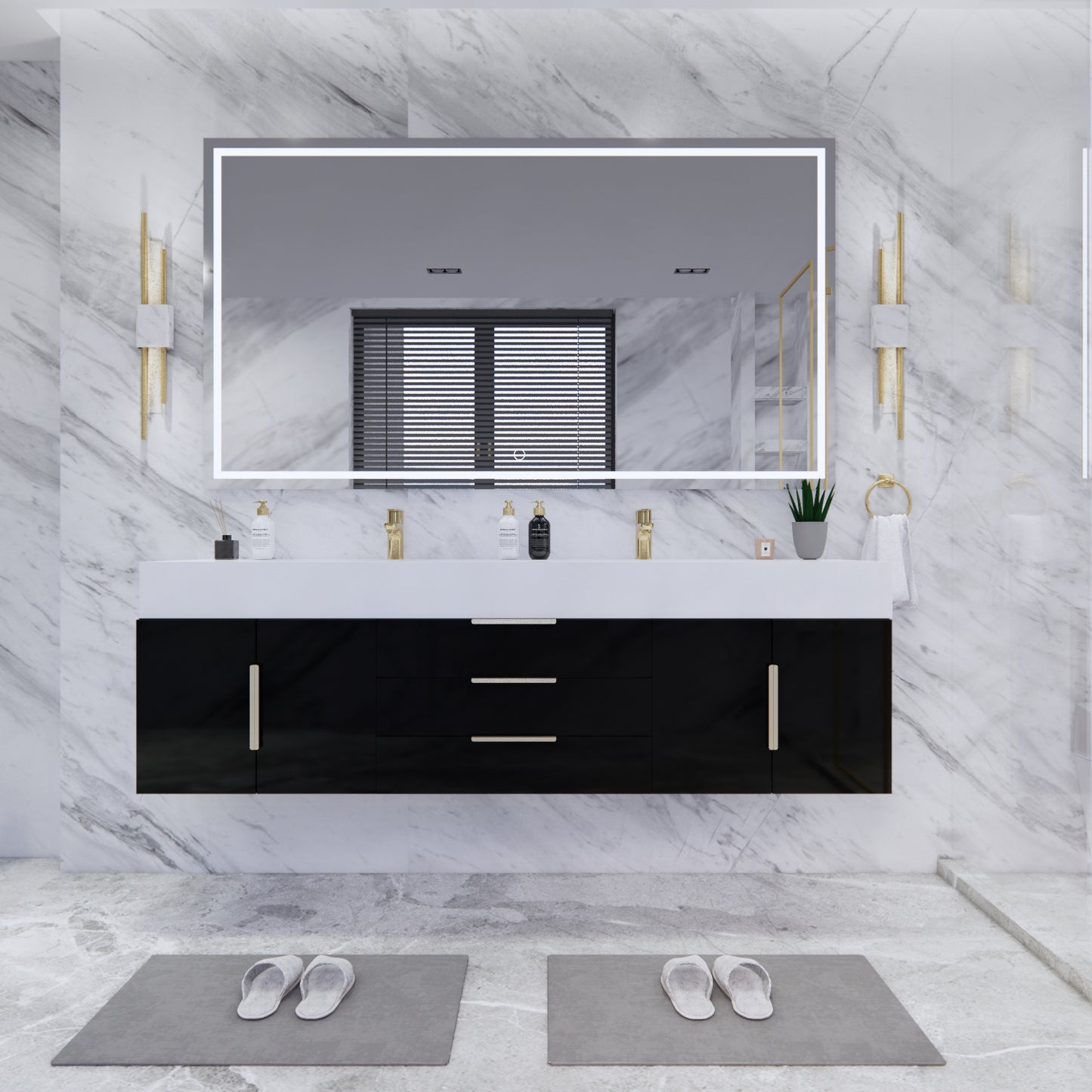Bethany Floating Bathroom Vanity with Reinforced Acrylic Sink Top 24" - 84"