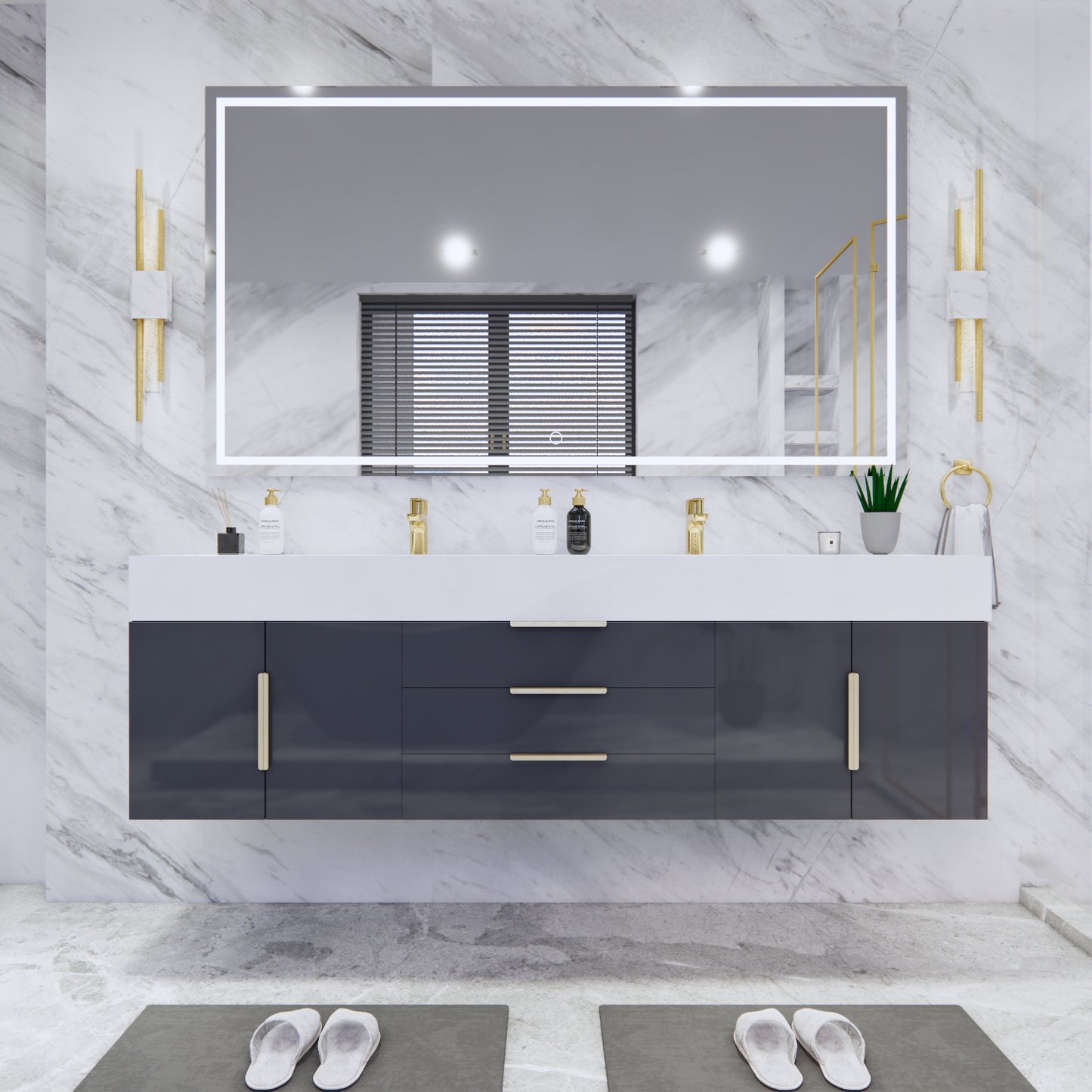 Bethany Floating Bathroom Vanity with Reinforced Acrylic Sink Top 24" - 84"