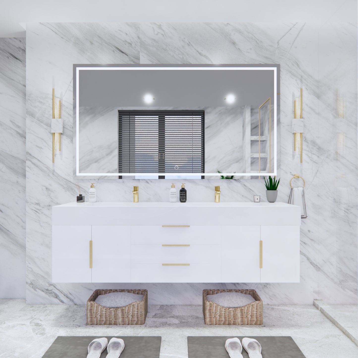 Bethany Floating Bathroom Vanity with Reinforced Acrylic Sink Top 24" - 84"
