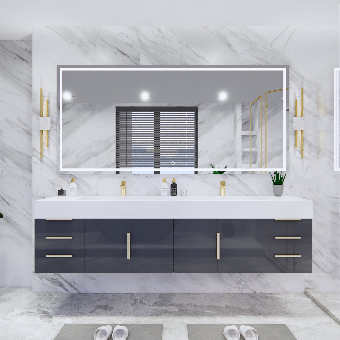 Bethany Floating Bathroom Vanity with Reinforced Acrylic Sink Top 24" - 84"
