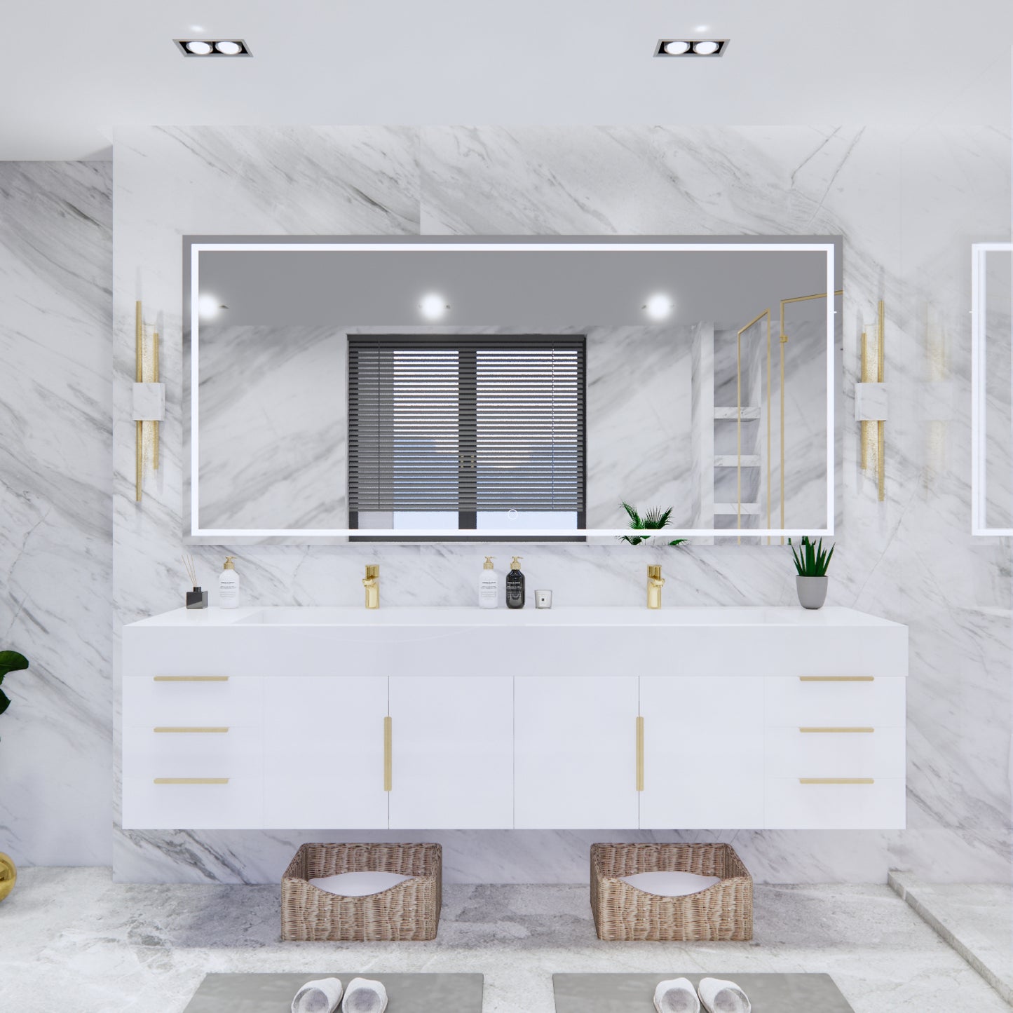 Bethany Floating Bathroom Vanity with Reinforced Acrylic Sink Top 24" - 84"