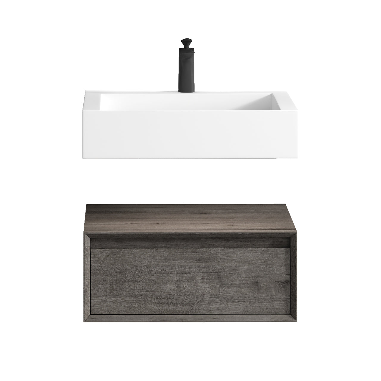 Better Vanity Alysa 24"-48" Floating Wall-Mounted Bathroom Vanity with FLX16 Reinforced Acrylic Sink, Soft Close Drawers Cabinet, Fully Assembled