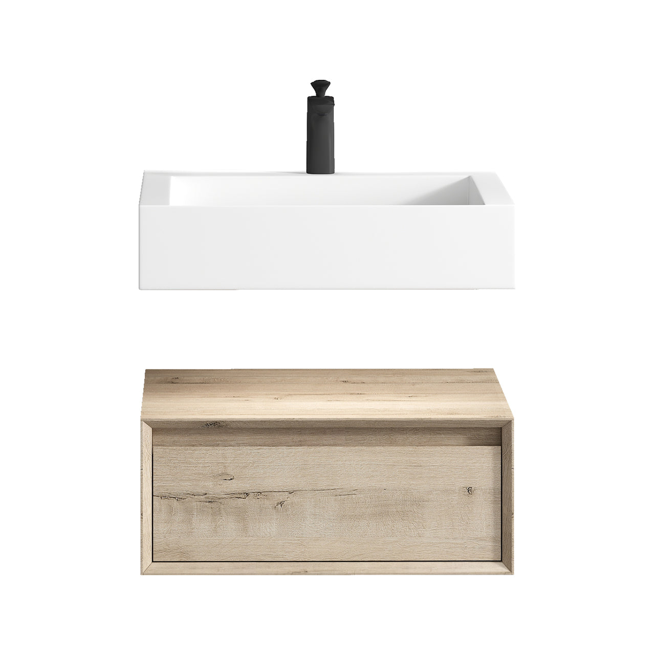 Better Vanity Alysa 24"-48" Floating Wall-Mounted Bathroom Vanity with FLX16 Reinforced Acrylic Sink, Soft Close Drawers Cabinet, Fully Assembled