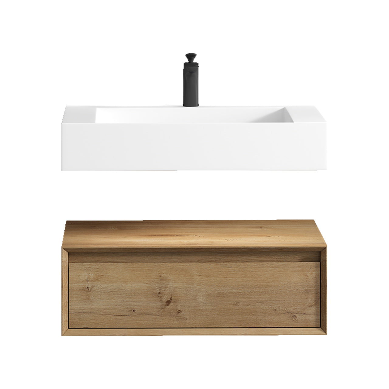 Better Vanity Alysa 24"-48" Floating Wall-Mounted Bathroom Vanity with FLX16 Reinforced Acrylic Sink, Soft Close Drawers Cabinet, Fully Assembled