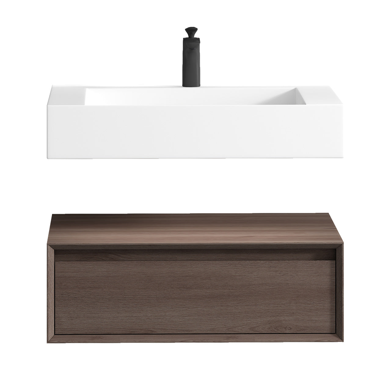 Better Vanity Alysa 24"-48" Floating Wall-Mounted Bathroom Vanity with FLX16 Reinforced Acrylic Sink, Soft Close Drawers Cabinet, Fully Assembled