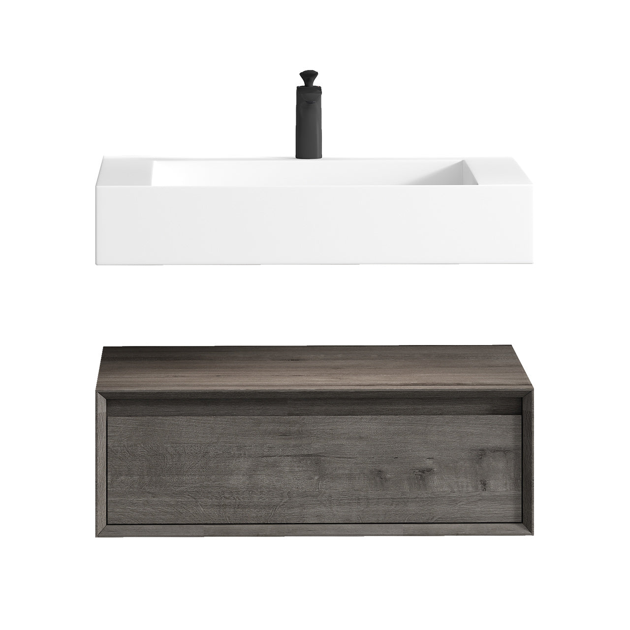 Better Vanity Alysa 24"-48" Floating Wall-Mounted Bathroom Vanity with FLX16 Reinforced Acrylic Sink, Soft Close Drawers Cabinet, Fully Assembled