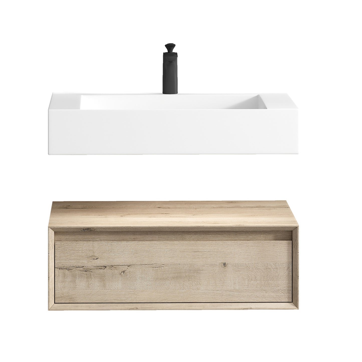Better Vanity Alysa 24"-48" Floating Wall-Mounted Bathroom Vanity with FLX16 Reinforced Acrylic Sink, Soft Close Drawers Cabinet, Fully Assembled