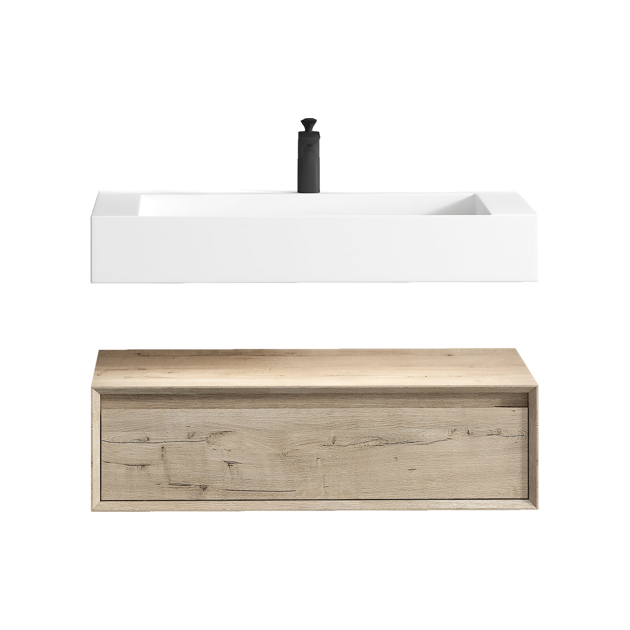 Better Vanity Alysa 24"-48" Floating Wall-Mounted Bathroom Vanity with FLX16 Reinforced Acrylic Sink, Soft Close Drawers Cabinet, Fully Assembled
