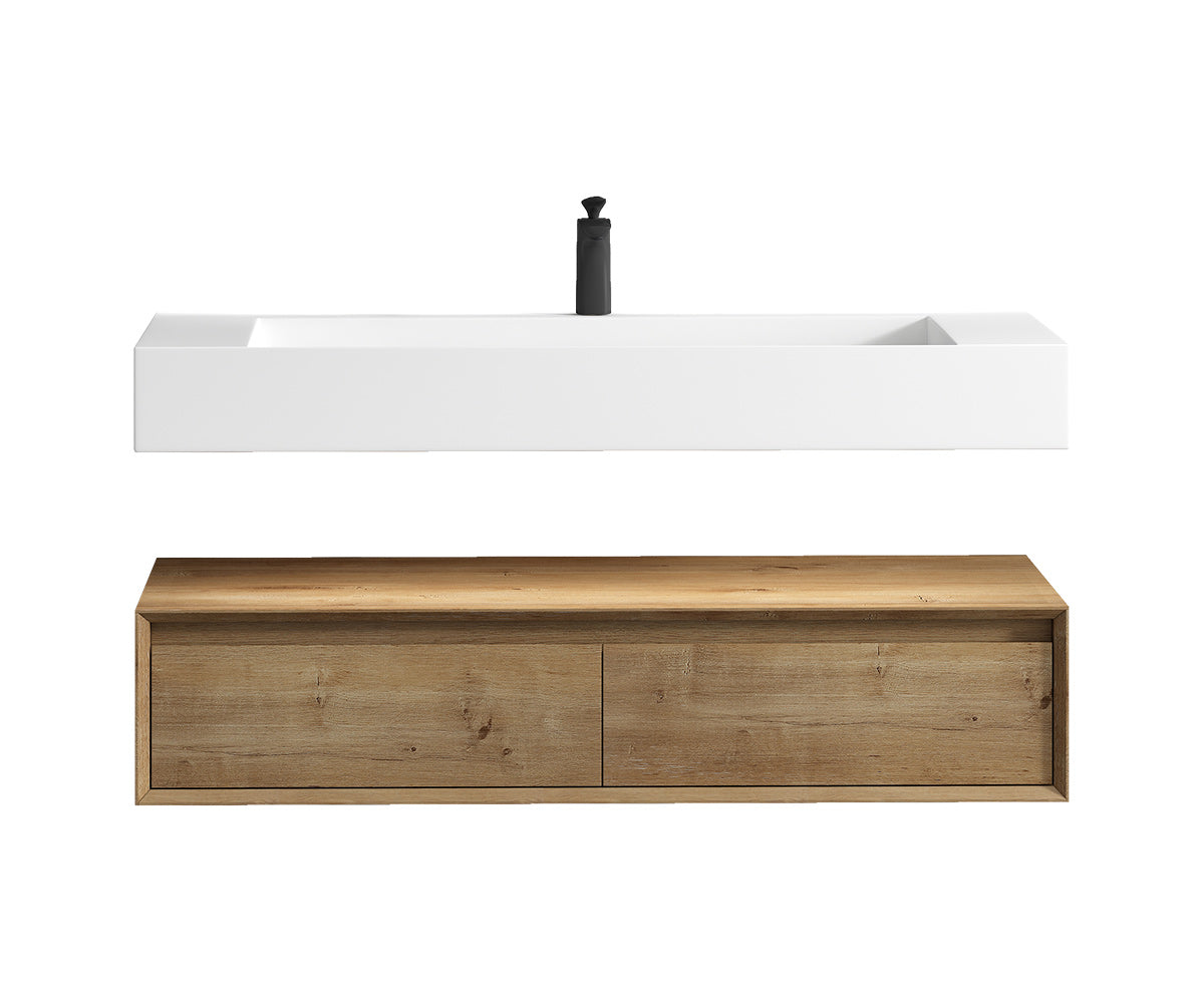 Better Vanity Alysa 24"-48" Floating Wall-Mounted Bathroom Vanity with FLX16 Reinforced Acrylic Sink, Soft Close Drawers Cabinet, Fully Assembled