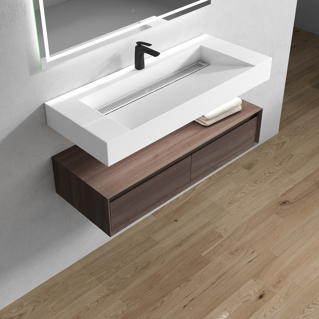 Better Vanity Alysa 24"-48" Floating Wall-Mounted Bathroom Vanity with FLX16 Reinforced Acrylic Sink, Soft Close Drawers Cabinet, Fully Assembled