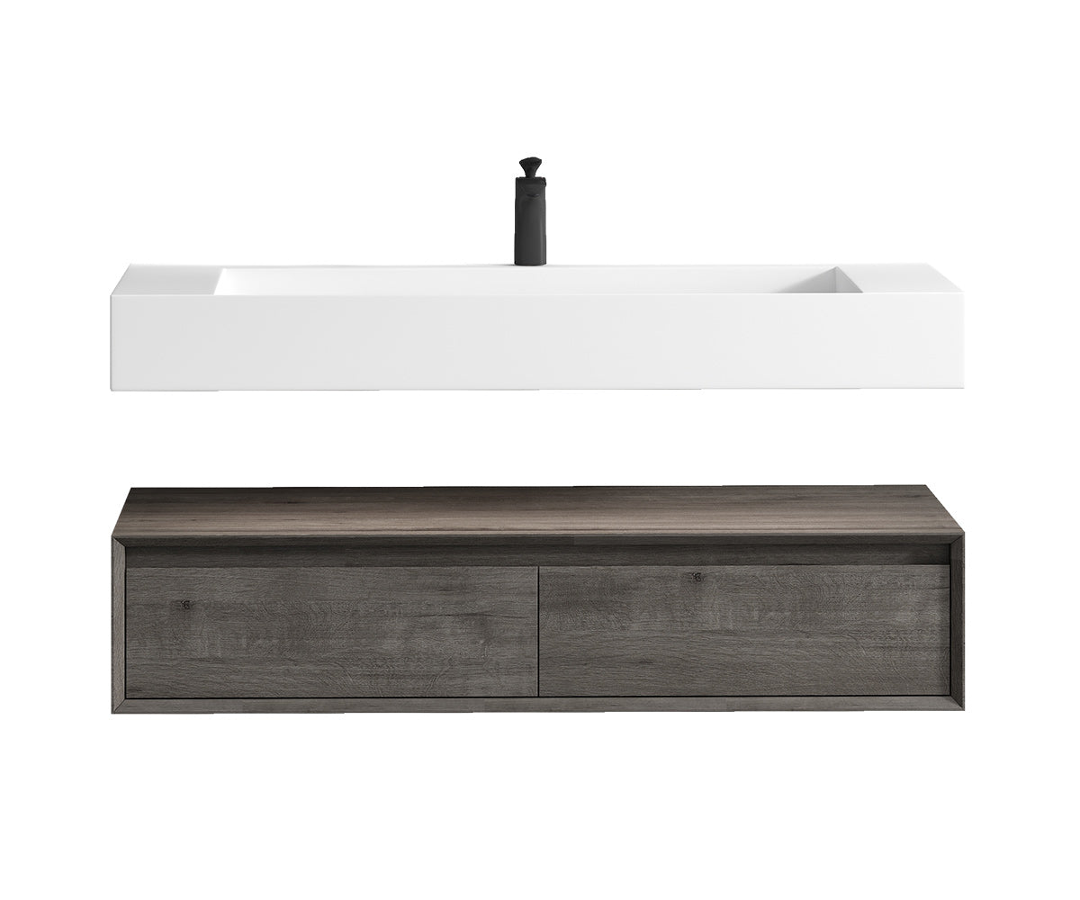 Better Vanity Alysa 24"-48" Floating Wall-Mounted Bathroom Vanity with FLX16 Reinforced Acrylic Sink, Soft Close Drawers Cabinet, Fully Assembled