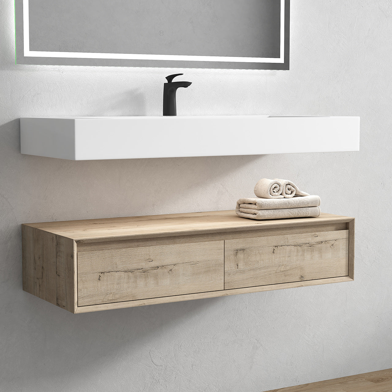 Better Vanity Alysa 24"-48" Floating Wall-Mounted Bathroom Vanity with FLX16 Reinforced Acrylic Sink, Soft Close Drawers Cabinet, Fully Assembled