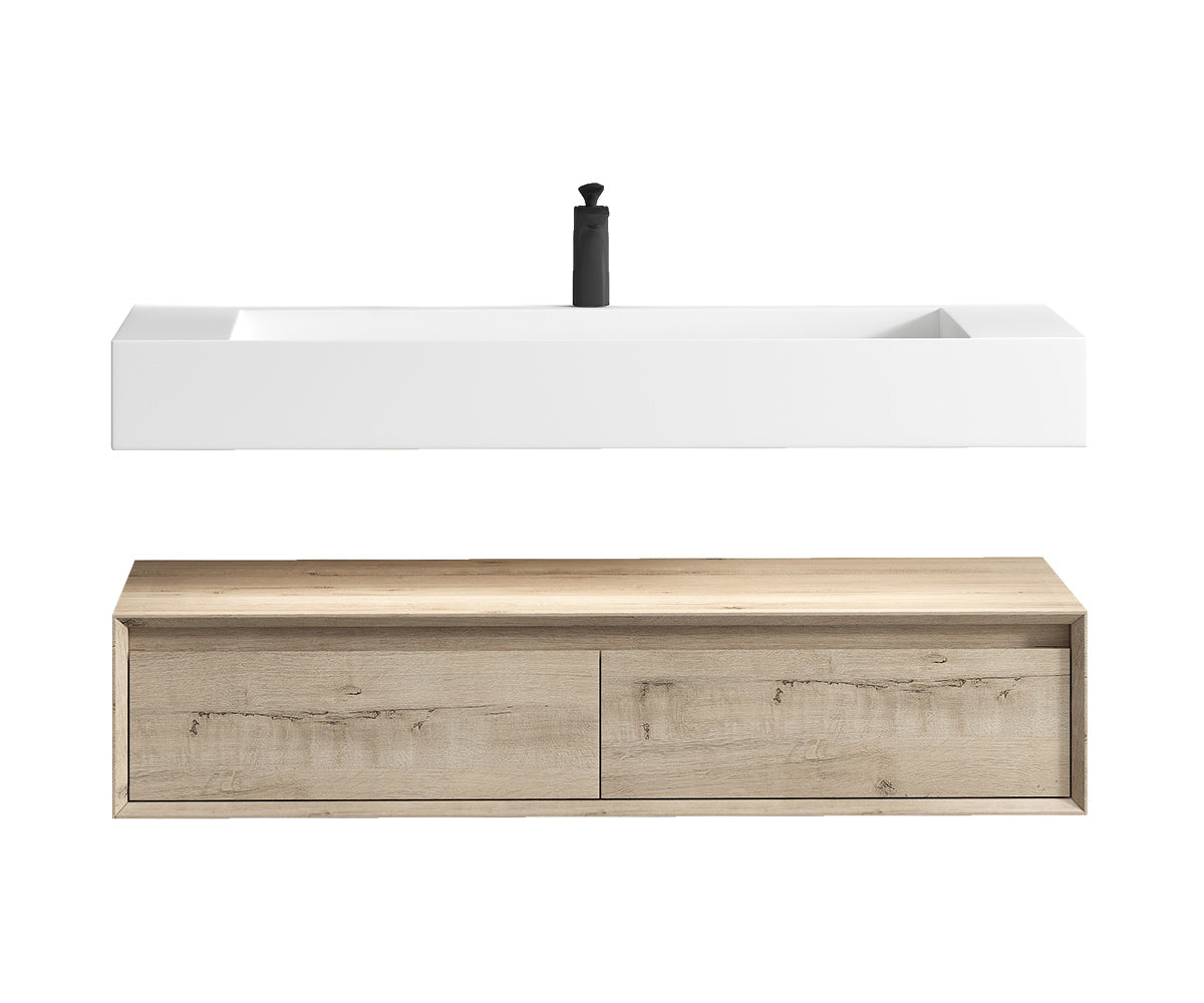 Better Vanity Alysa 24"-48" Floating Wall-Mounted Bathroom Vanity with FLX16 Reinforced Acrylic Sink, Soft Close Drawers Cabinet, Fully Assembled