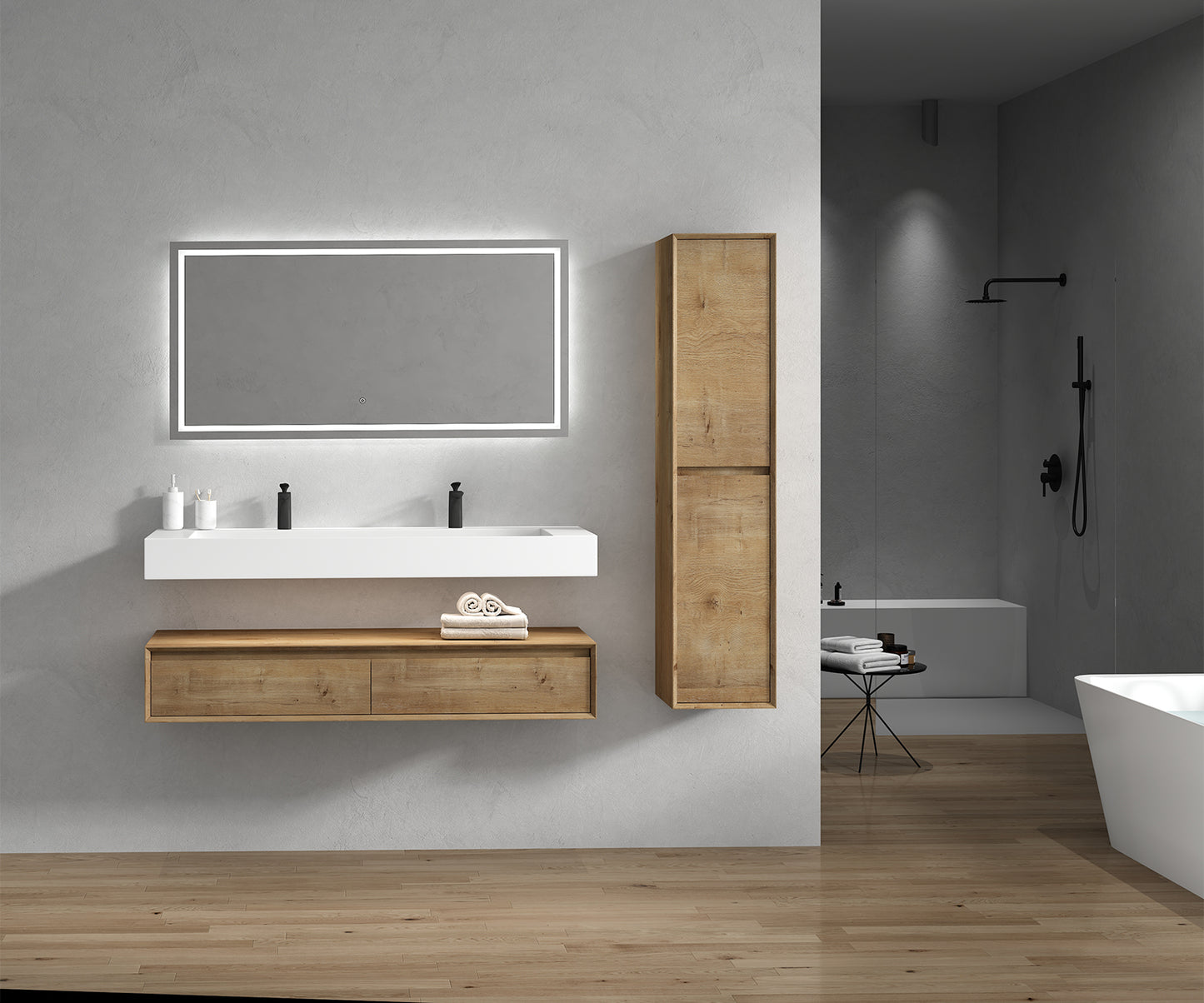 Better Vanity Alysa 24"-48" Floating Wall-Mounted Bathroom Vanity with FLX16 Reinforced Acrylic Sink, Soft Close Drawers Cabinet, Fully Assembled