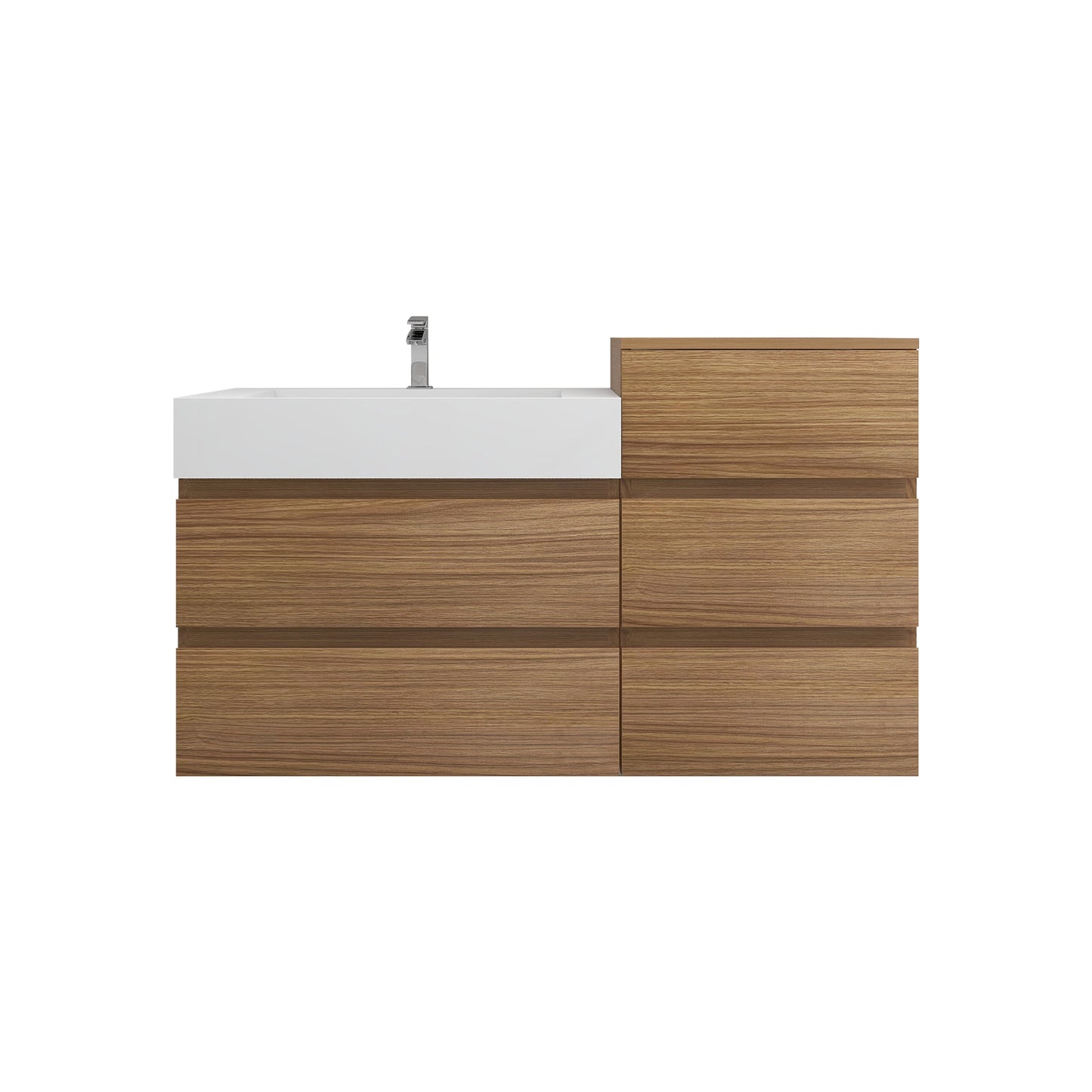 Better Vanity BOW 24"-48" Single Sink Floating Bathroom Vanity Reinforced Acrylic Sink Soft Close Doors & Drawers, Fully Assembled