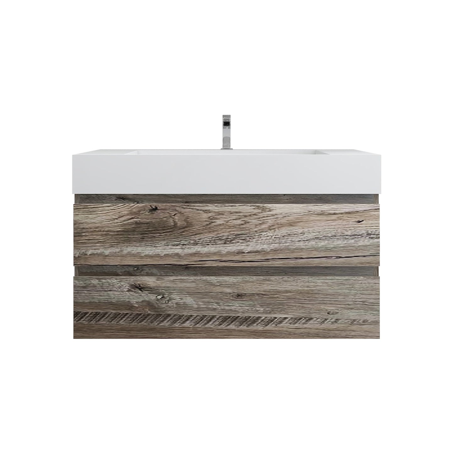Better Vanity BOW 24"-48" Single Sink Floating Bathroom Vanity Reinforced Acrylic Sink Soft Close Doors & Drawers, Fully Assembled