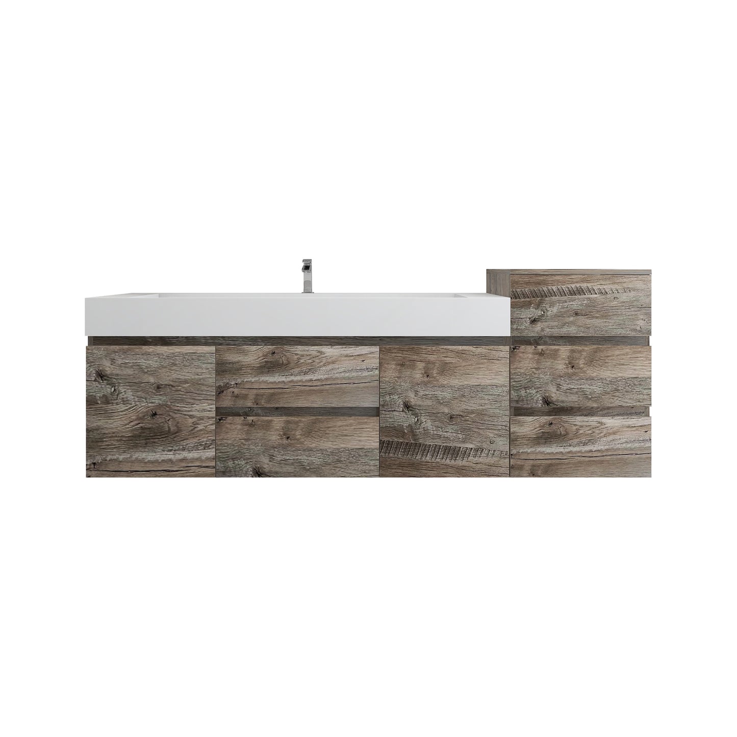 Better Vanity BOW 24"-48" Single Sink Floating Bathroom Vanity Reinforced Acrylic Sink Soft Close Doors & Drawers, Fully Assembled