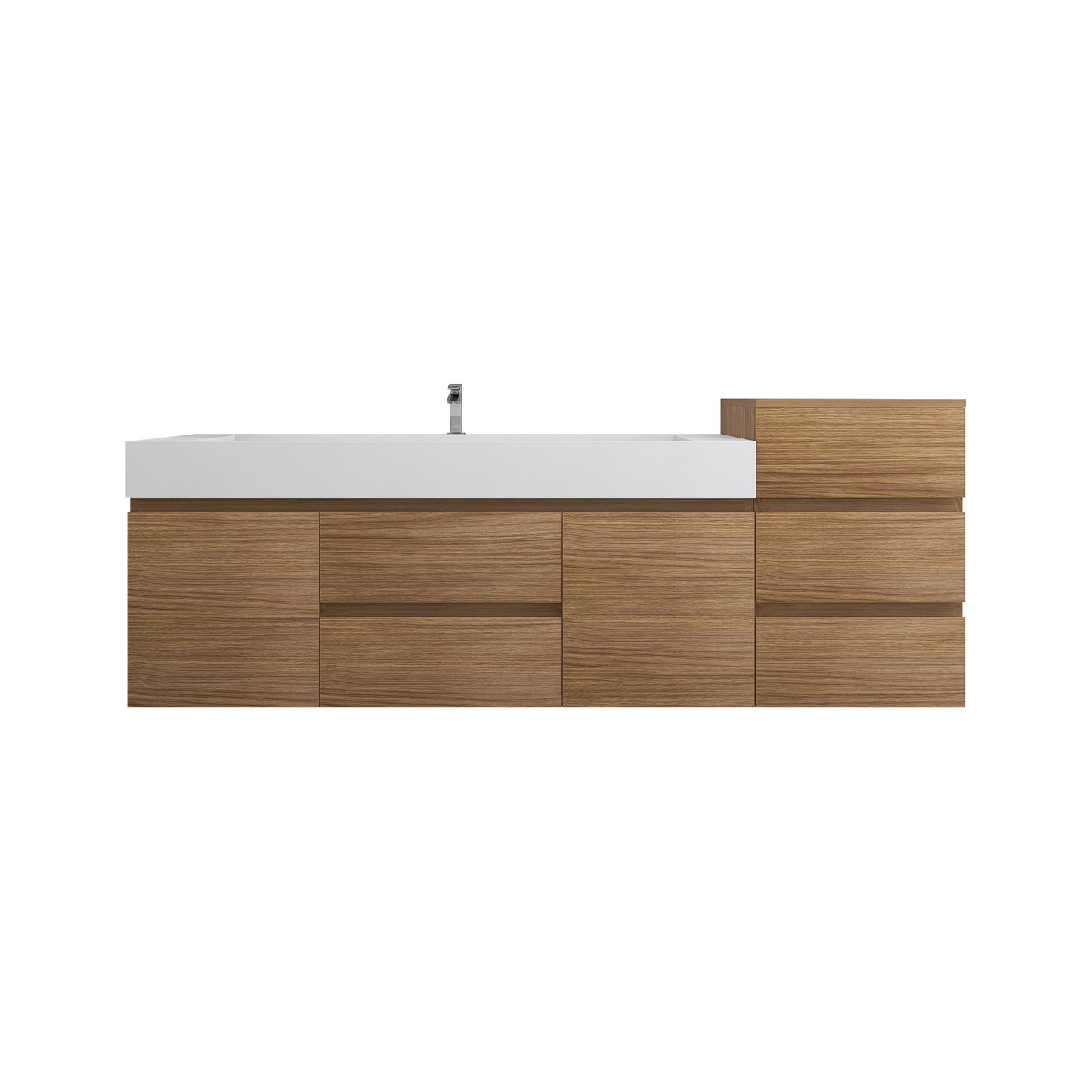 Better Vanity BOW 24"-48" Single Sink Floating Bathroom Vanity Reinforced Acrylic Sink Soft Close Doors & Drawers, Fully Assembled