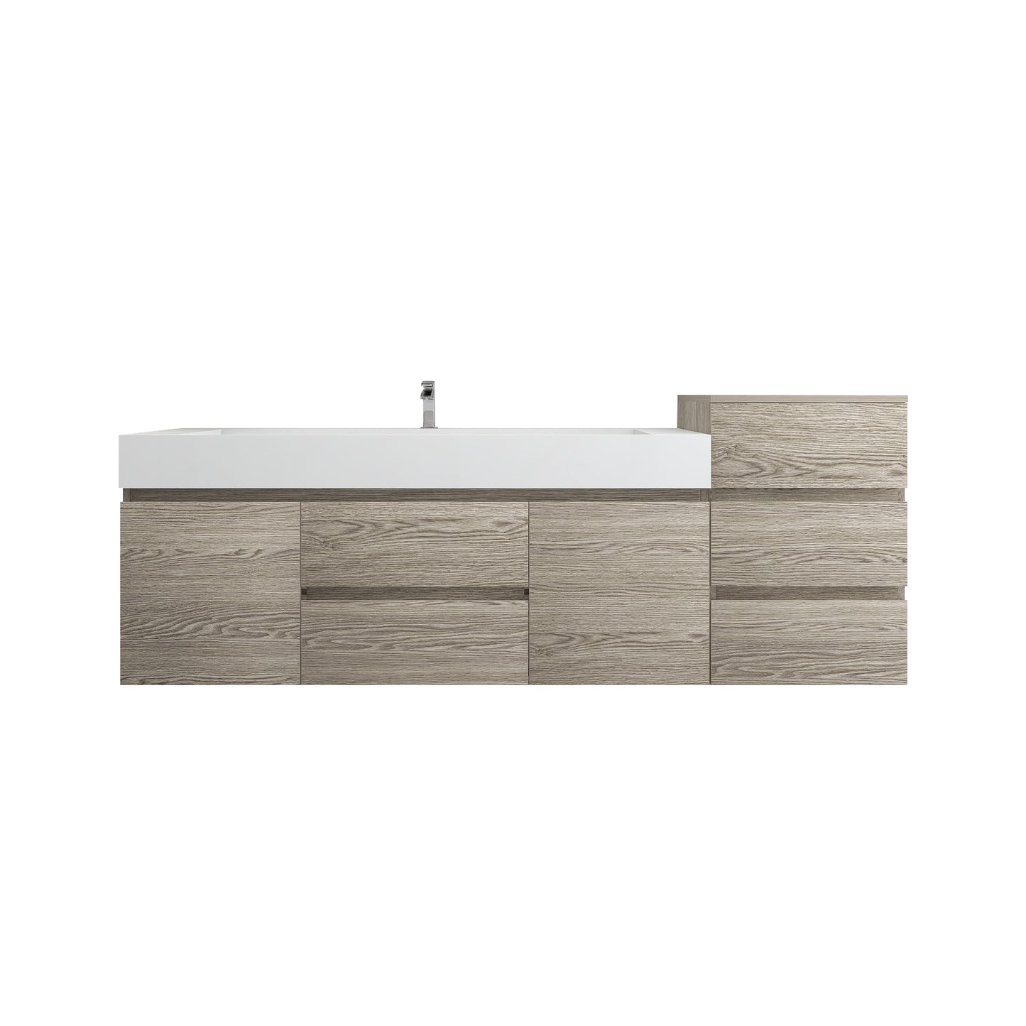 Better Vanity BOW 24"-48" Single Sink Floating Bathroom Vanity Reinforced Acrylic Sink Soft Close Doors & Drawers, Fully Assembled