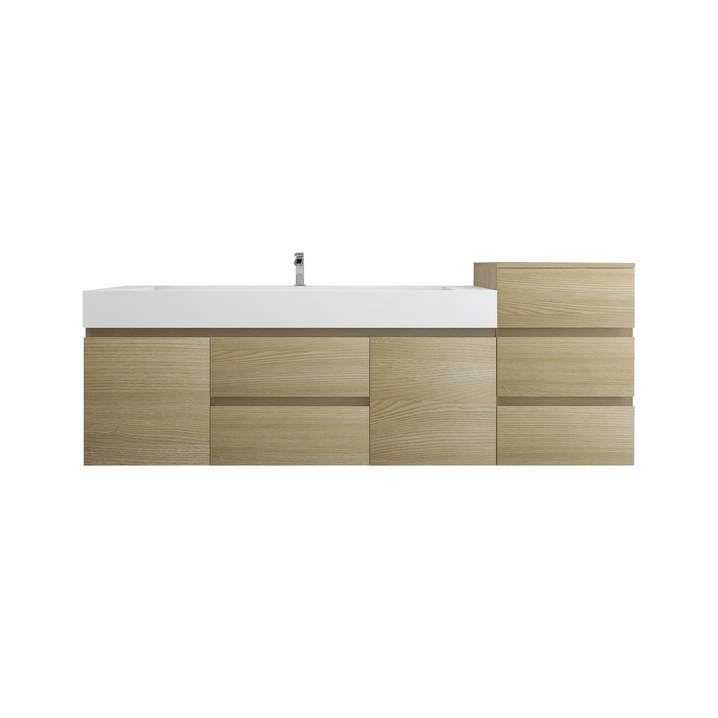 Better Vanity BOW 24"-48" Single Sink Floating Bathroom Vanity Reinforced Acrylic Sink Soft Close Doors & Drawers, Fully Assembled