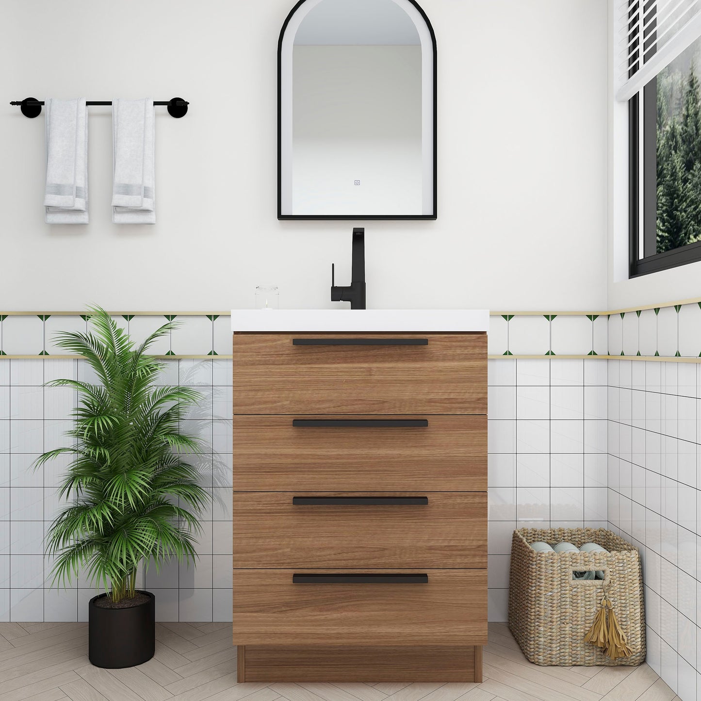 Better Vanity Carla 24" -84" Freestanding Bathroom Vanity with Reinforced Acrylic Sink, Soft-Close Doors & Drawers, Fully Assembled