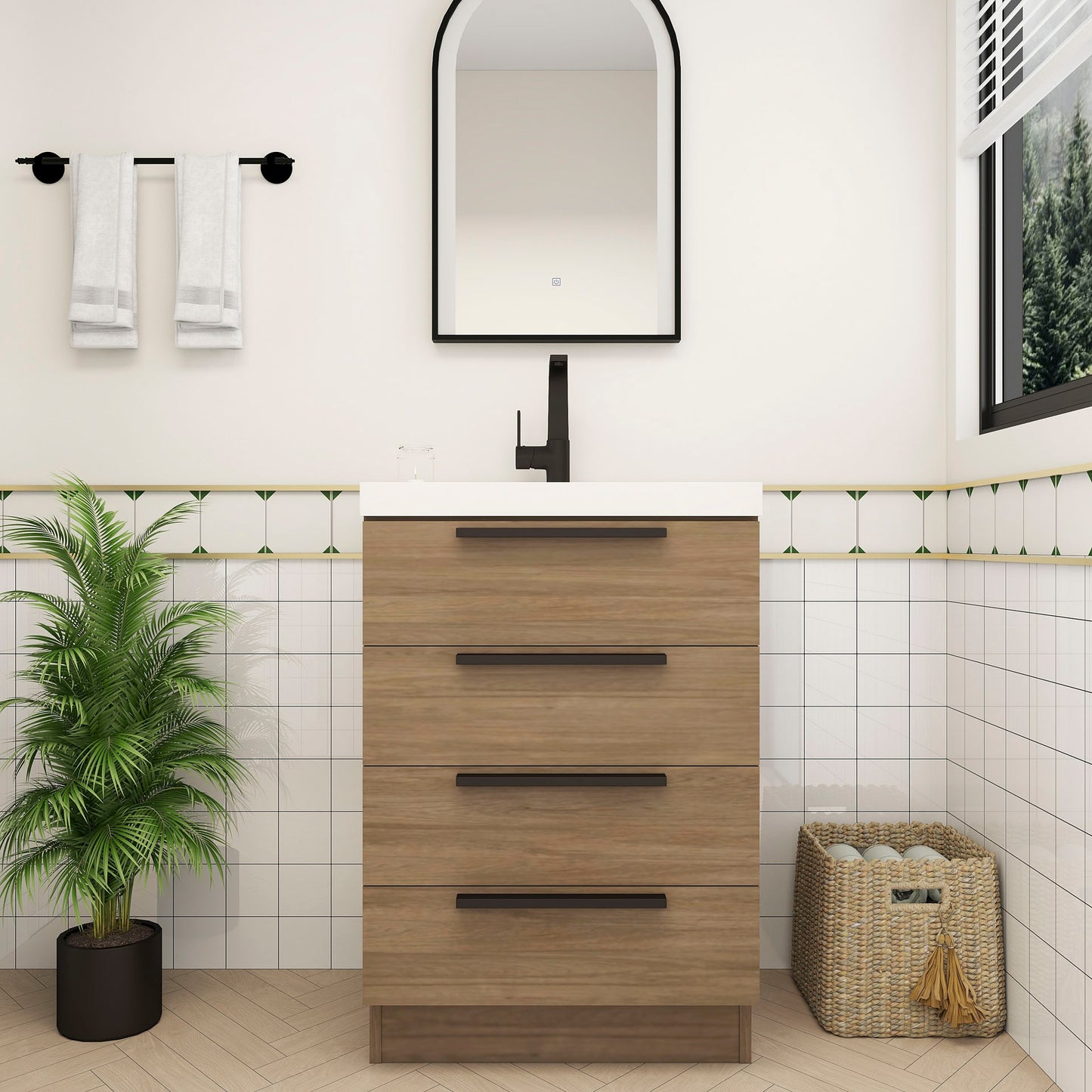 Better Vanity Carla 24" -84" Freestanding Bathroom Vanity with Reinforced Acrylic Sink, Soft-Close Doors & Drawers, Fully Assembled
