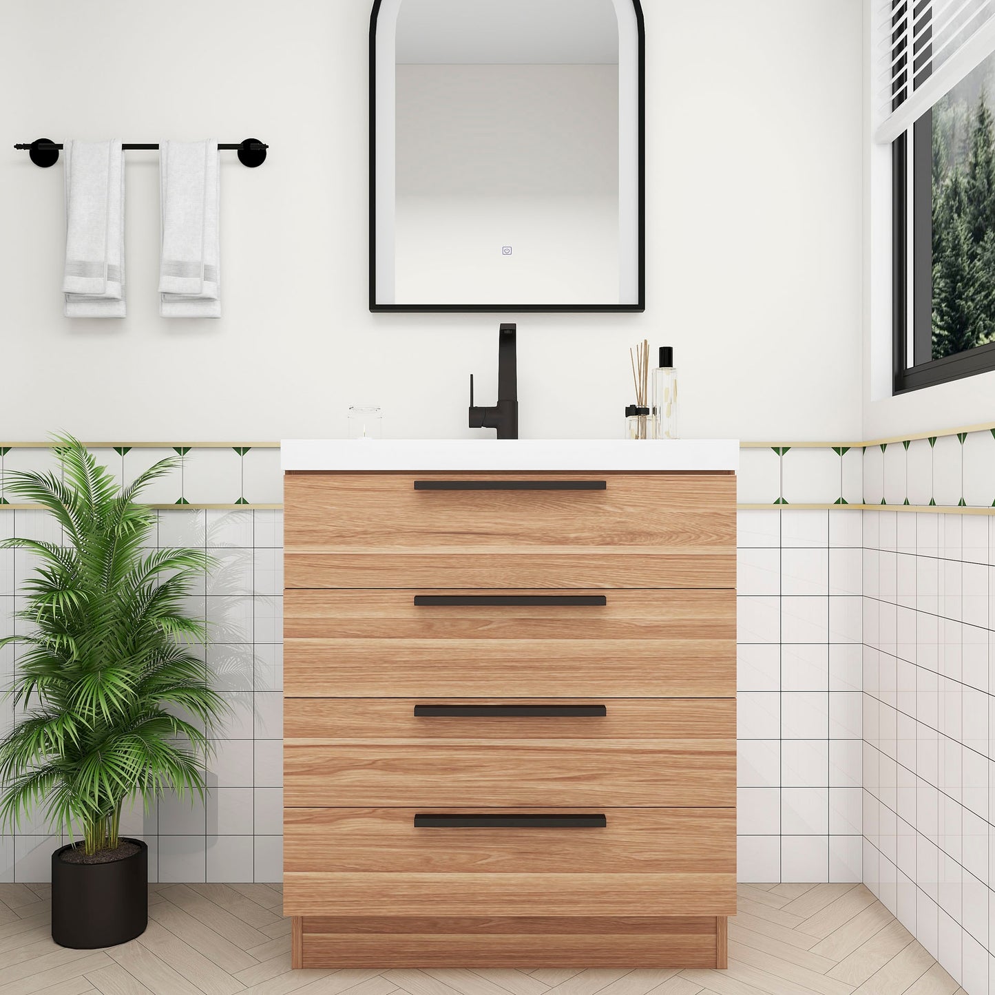 Better Vanity Carla 24" -84" Freestanding Bathroom Vanity with Reinforced Acrylic Sink, Soft-Close Doors & Drawers, Fully Assembled