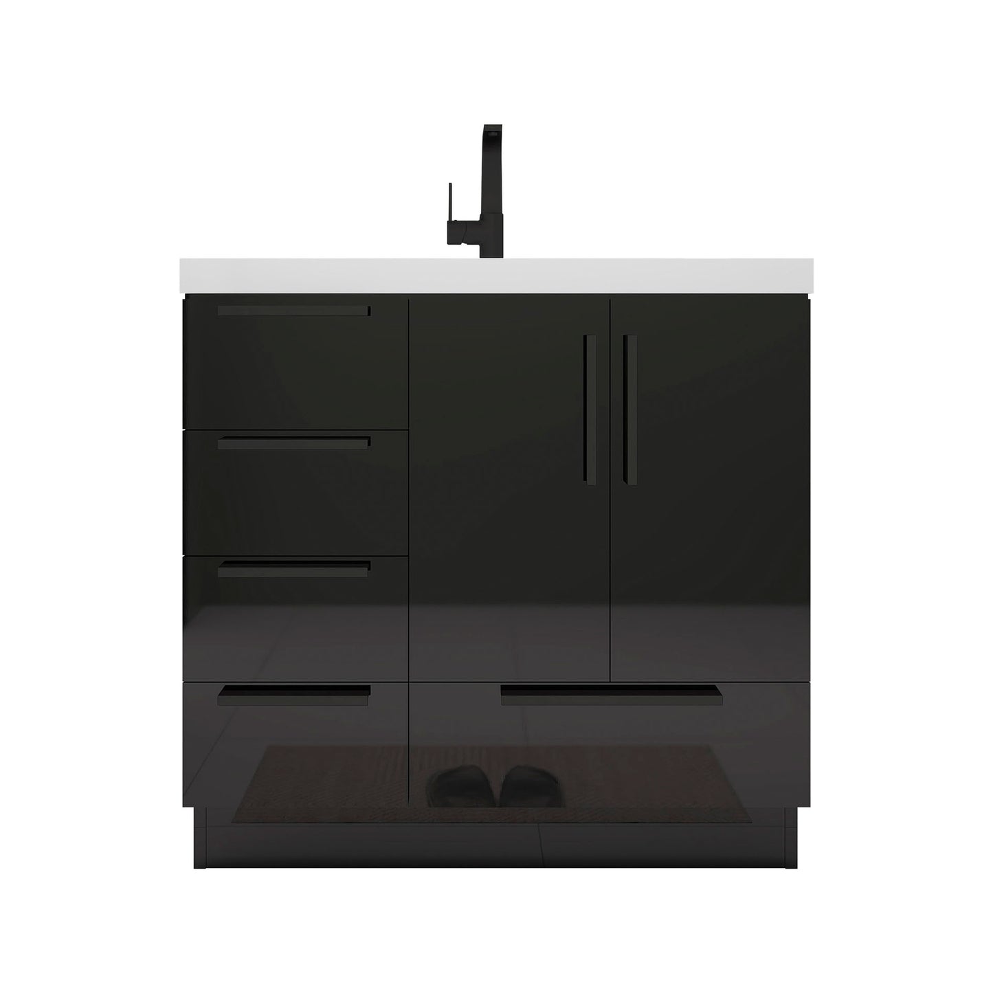 Better Vanity Carla 24" -84" Freestanding Bathroom Vanity with Reinforced Acrylic Sink, Soft-Close Doors & Drawers, Fully Assembled