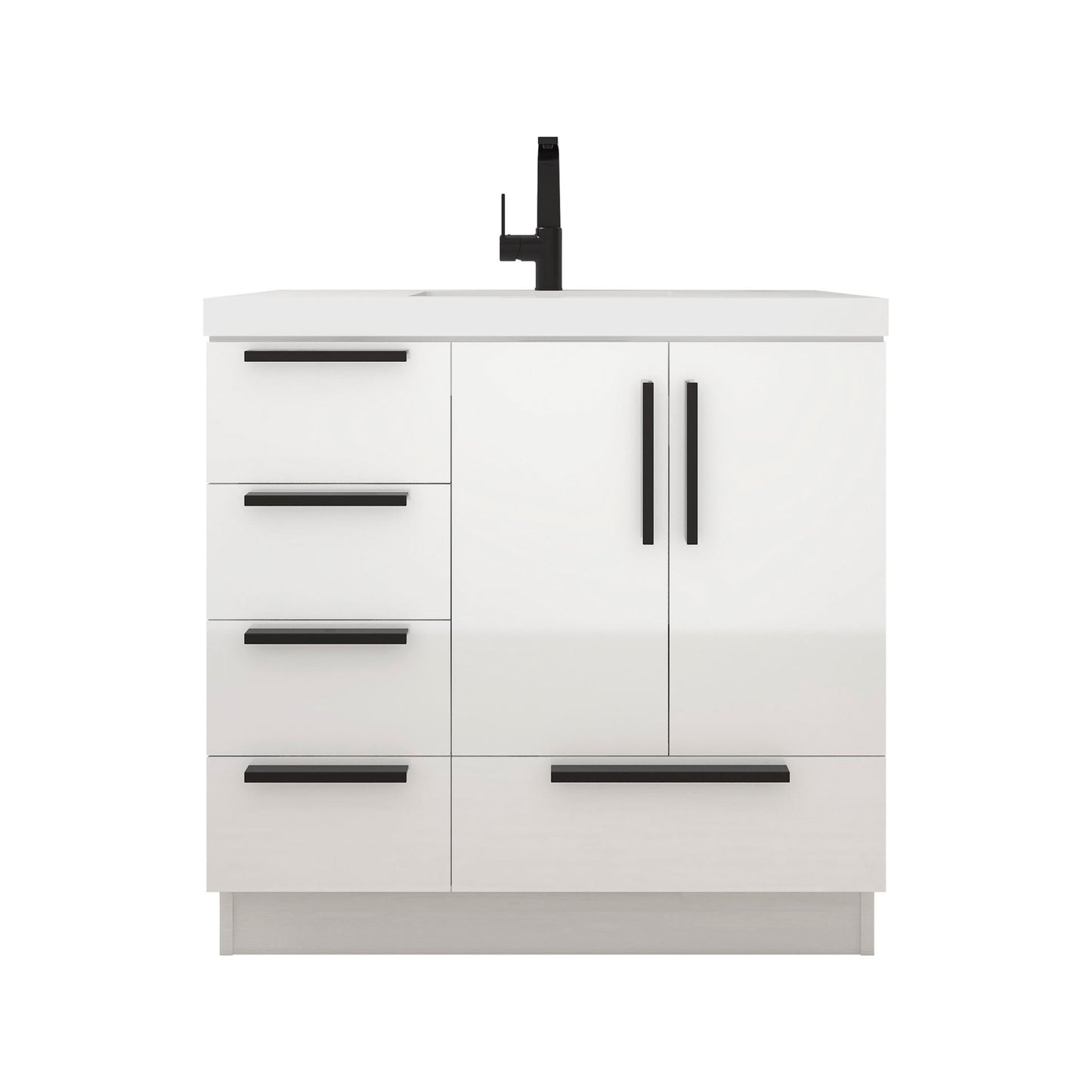 Better Vanity Carla 24" -84" Freestanding Bathroom Vanity with Reinforced Acrylic Sink, Soft-Close Doors & Drawers, Fully Assembled
