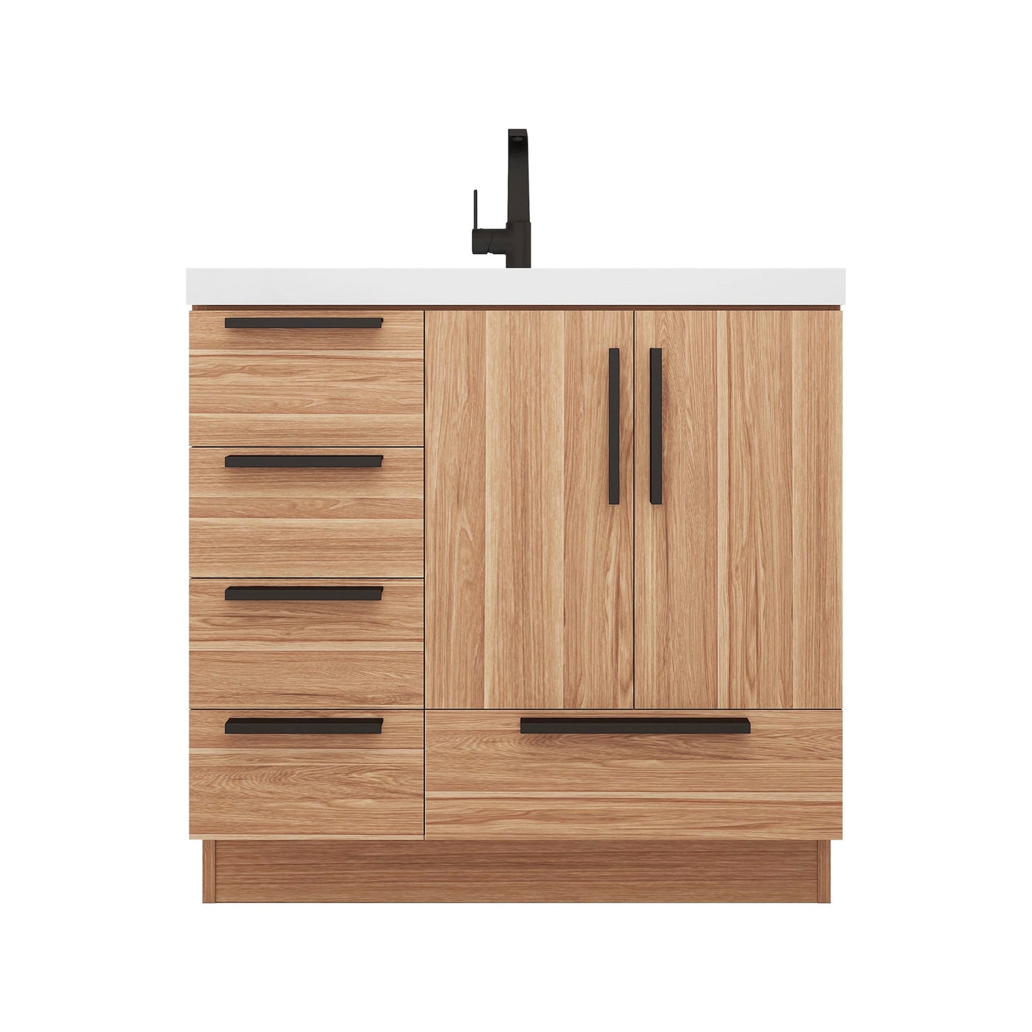 Better Vanity Carla 24" -84" Freestanding Bathroom Vanity with Reinforced Acrylic Sink, Soft-Close Doors & Drawers, Fully Assembled