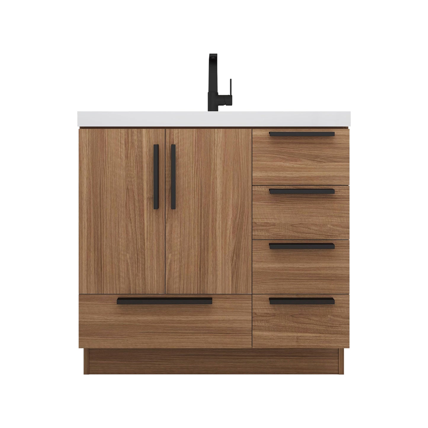 Better Vanity Carla 24" -84" Freestanding Bathroom Vanity with Reinforced Acrylic Sink, Soft-Close Doors & Drawers, Fully Assembled