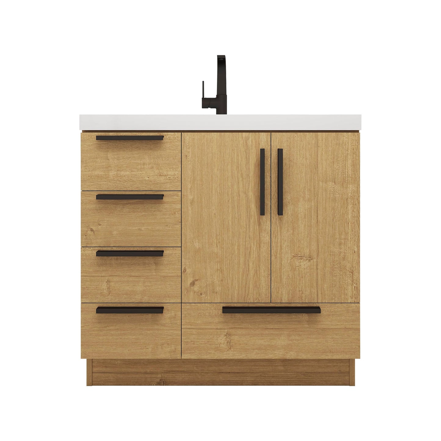 Better Vanity Carla 24" -84" Freestanding Bathroom Vanity with Reinforced Acrylic Sink, Soft-Close Doors & Drawers, Fully Assembled