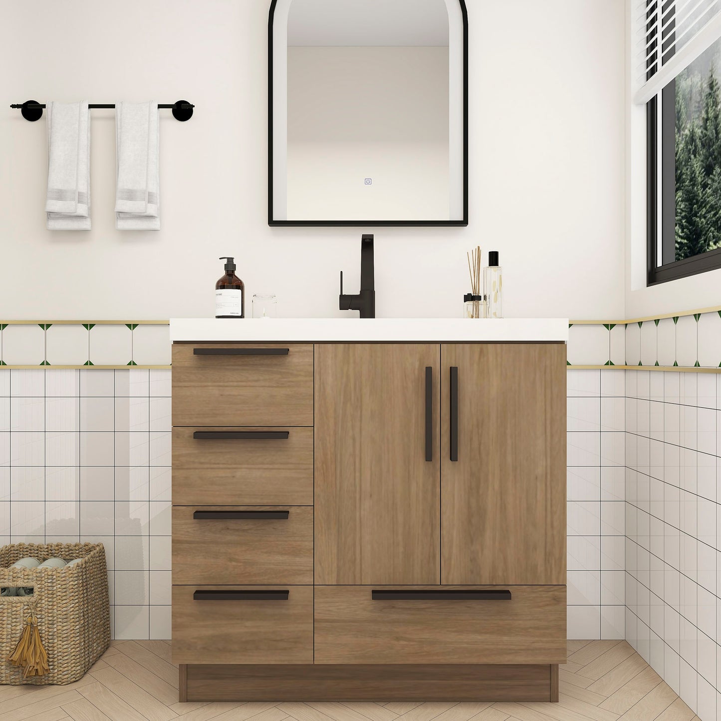Better Vanity Carla 24" -84" Freestanding Bathroom Vanity with Reinforced Acrylic Sink, Soft-Close Doors & Drawers, Fully Assembled