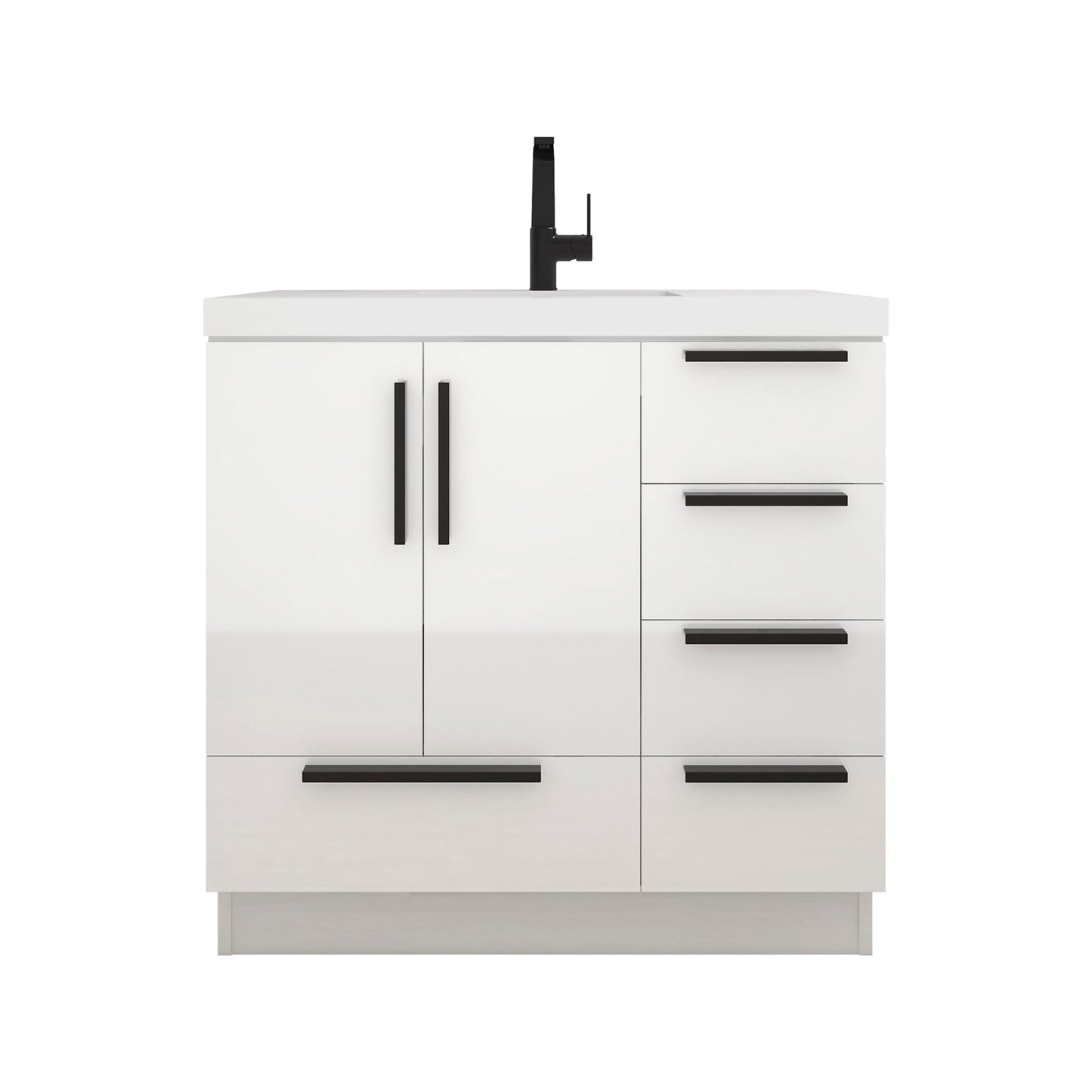 Better Vanity Carla 24" -84" Freestanding Bathroom Vanity with Reinforced Acrylic Sink, Soft-Close Doors & Drawers, Fully Assembled