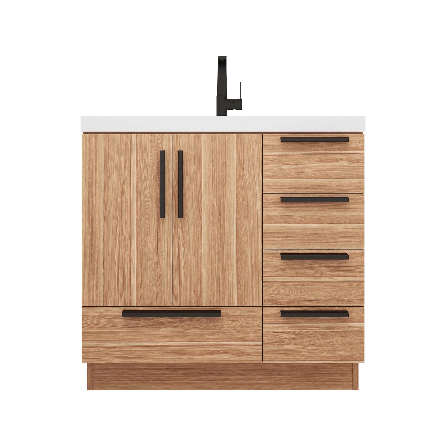 Better Vanity Carla 24" -84" Freestanding Bathroom Vanity with Reinforced Acrylic Sink, Soft-Close Doors & Drawers, Fully Assembled